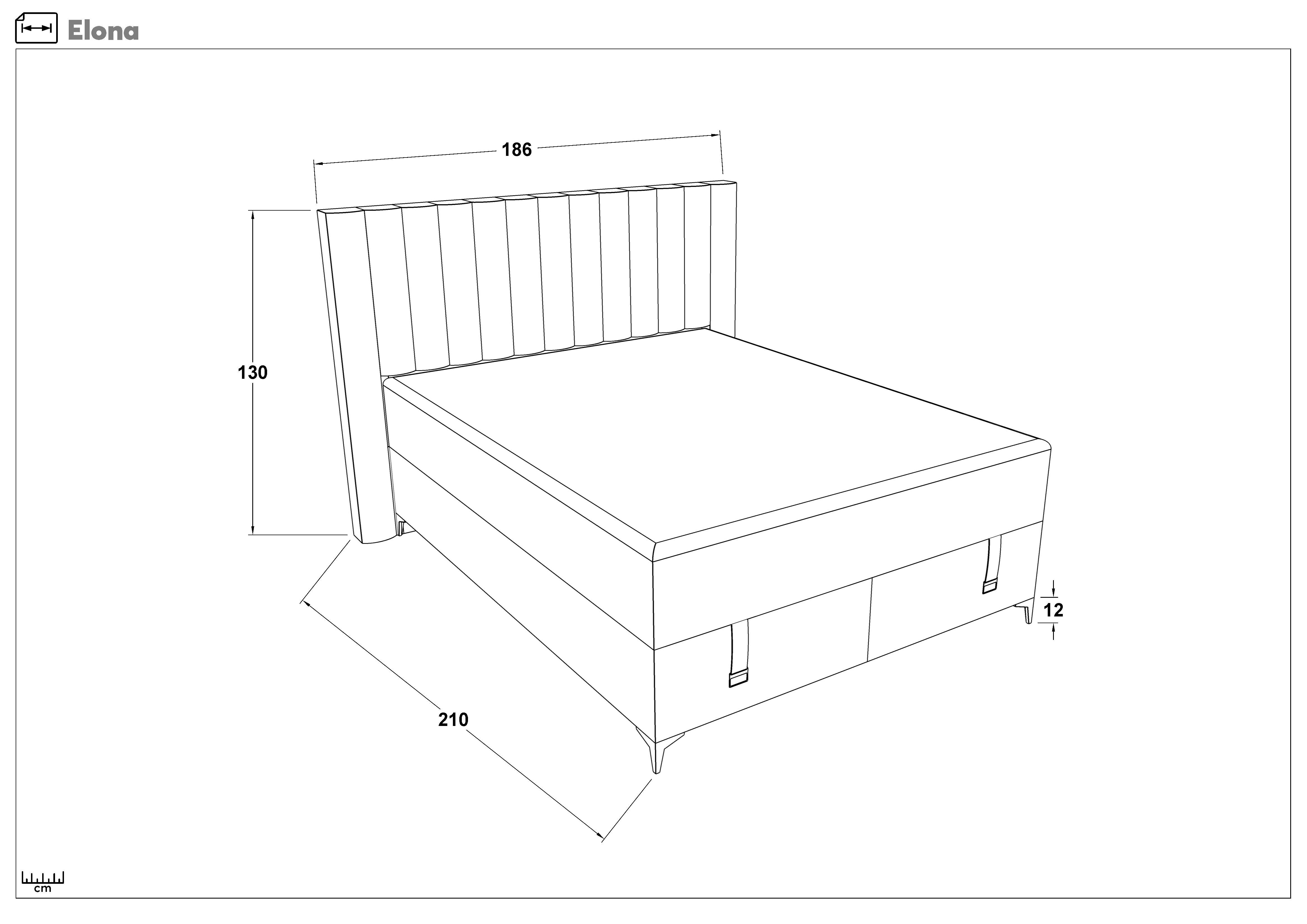 Κρεβάτι Box spring 160/200 Elona + στρώμα, κρεμ  2
