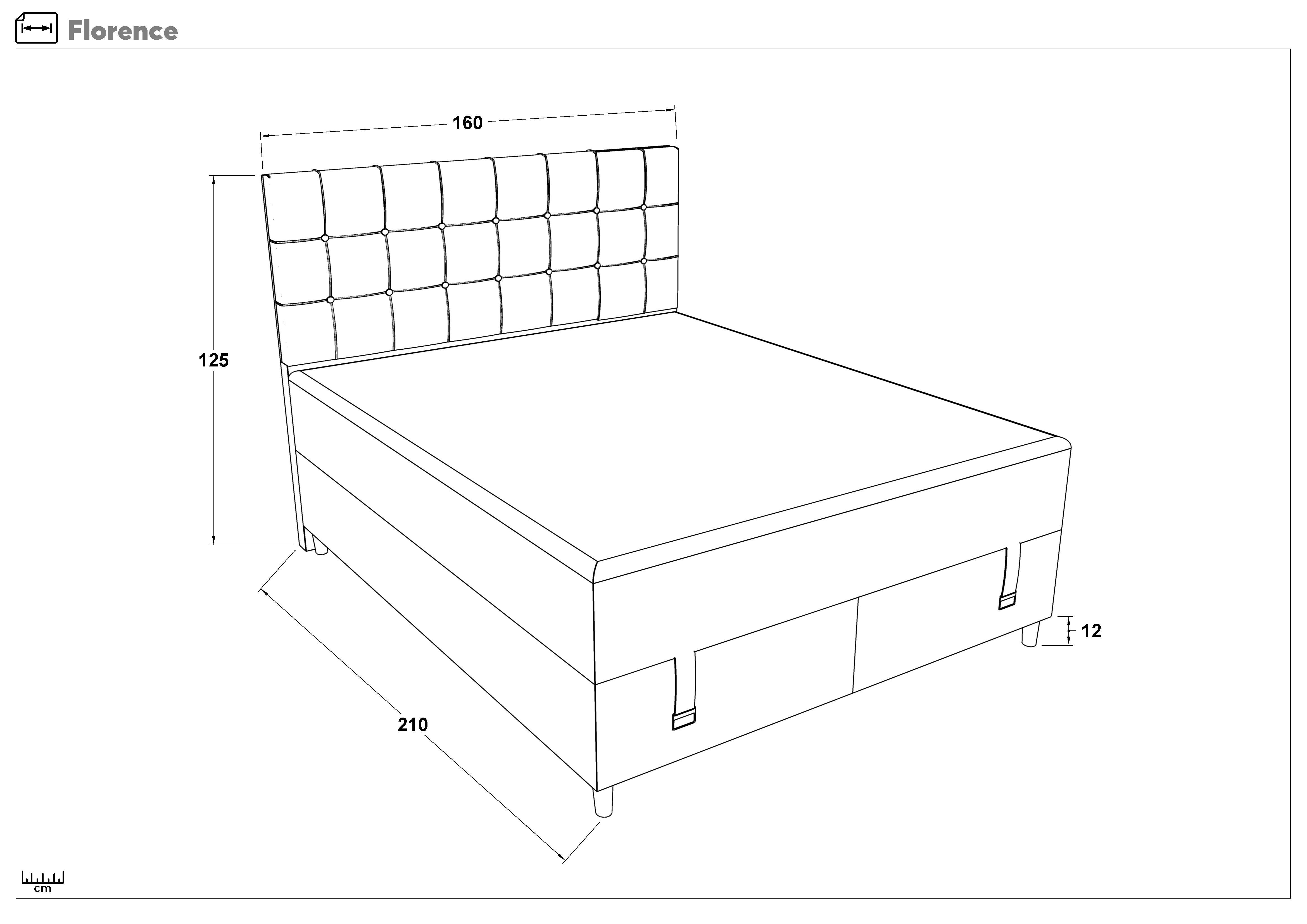 Κρεβάτι Box spring 160/200 Florens + στρώμα, γκρί  2