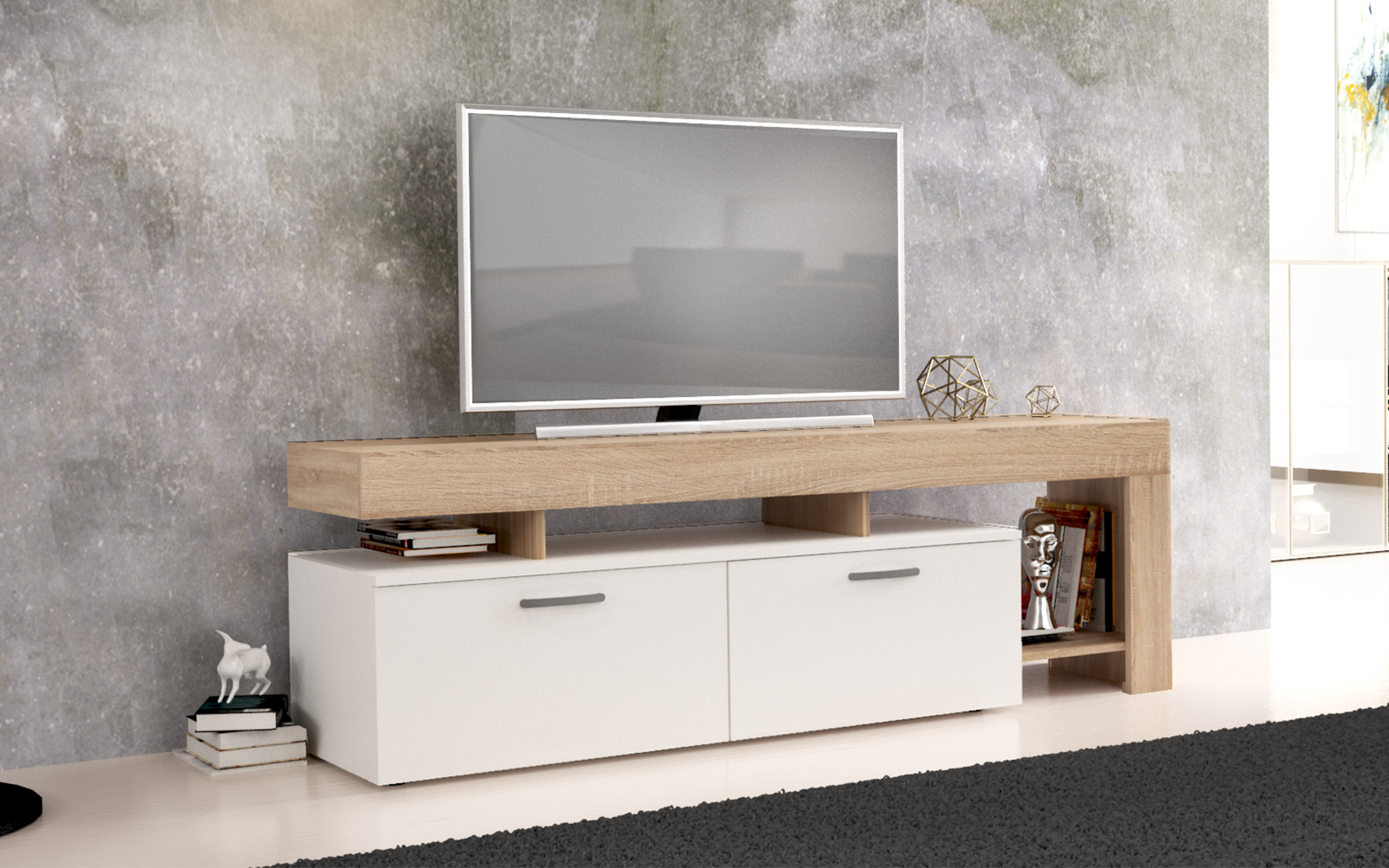 Έπιπλο TV Elmir, δρυς sonoma + λευκό ματ  1