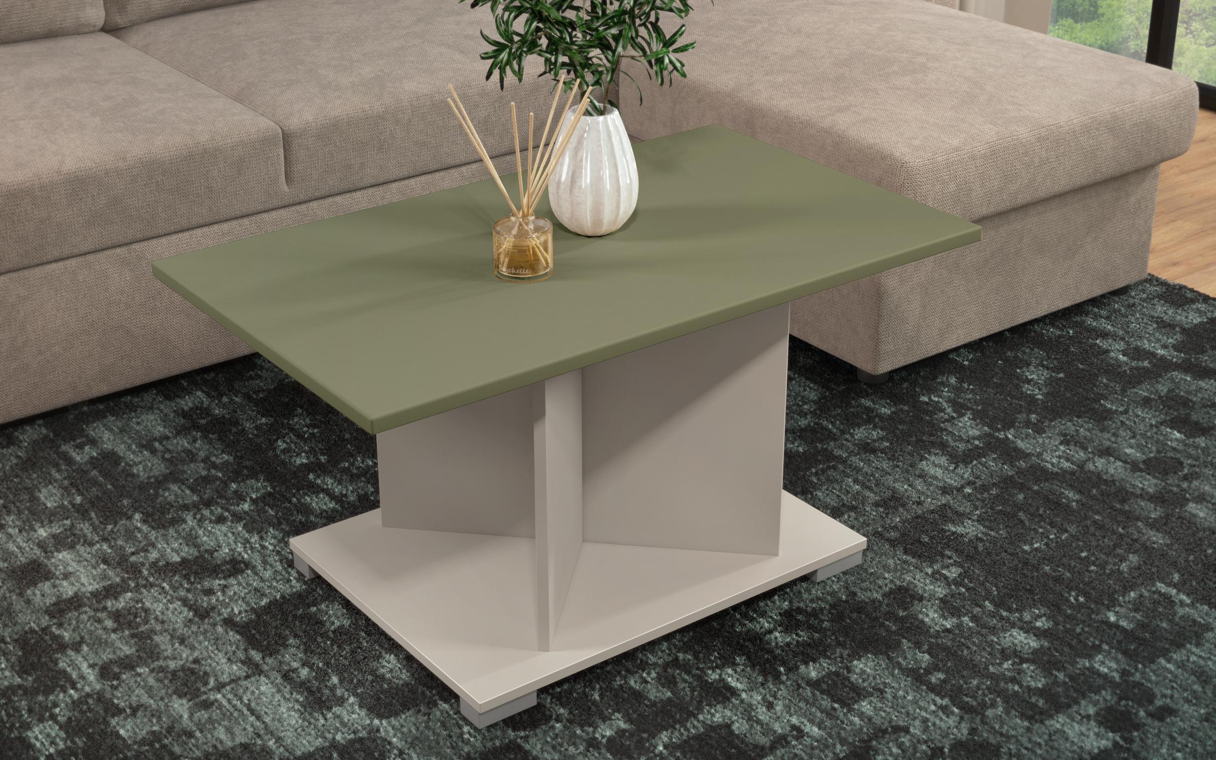 Τραπεζάκι σαλονιού + MDF Aurea L, ματ άμμου + olive  4