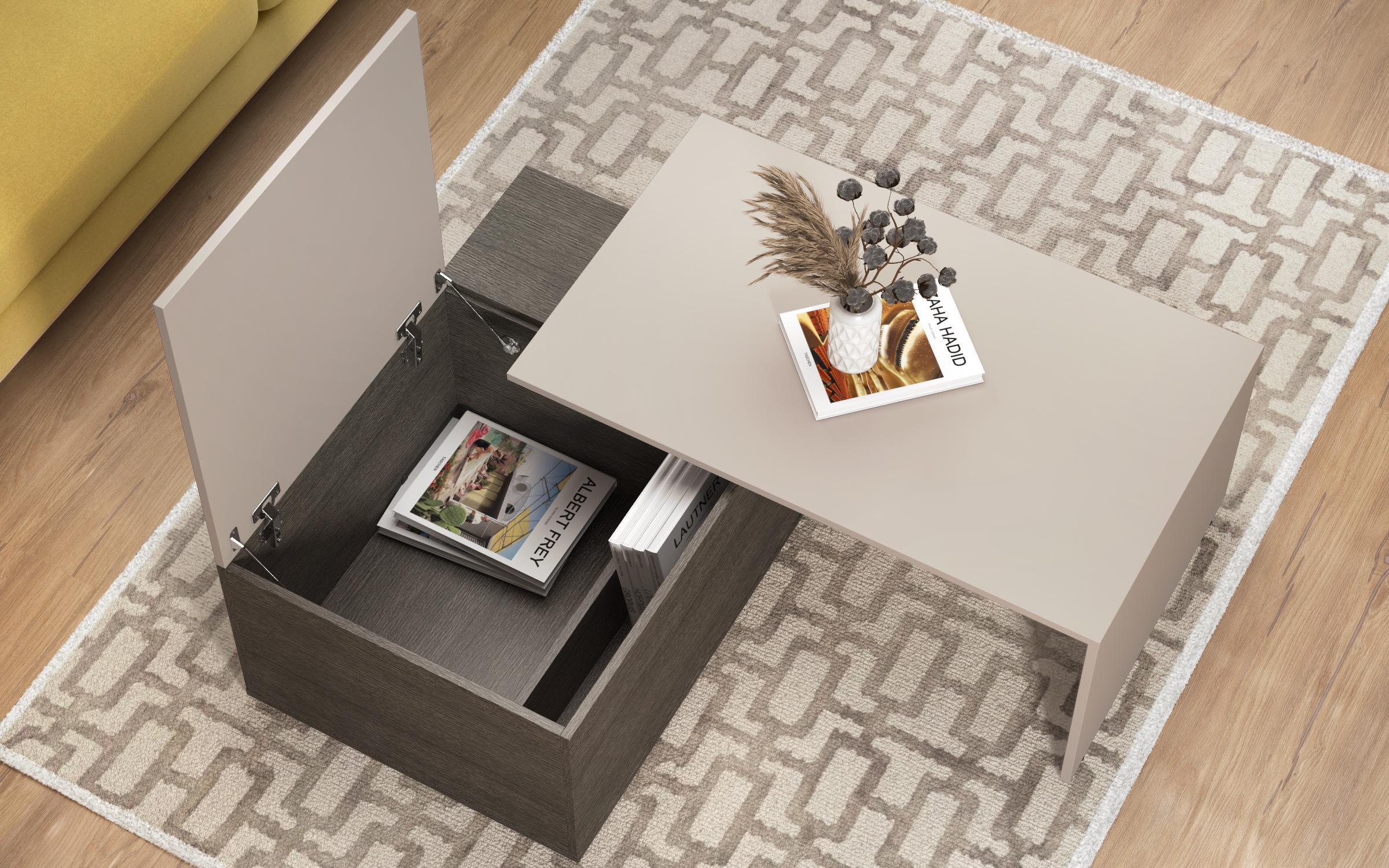 Τραπεζάκι σαλονιού Karuzo, cahmere + δρυς ανθρακί  5