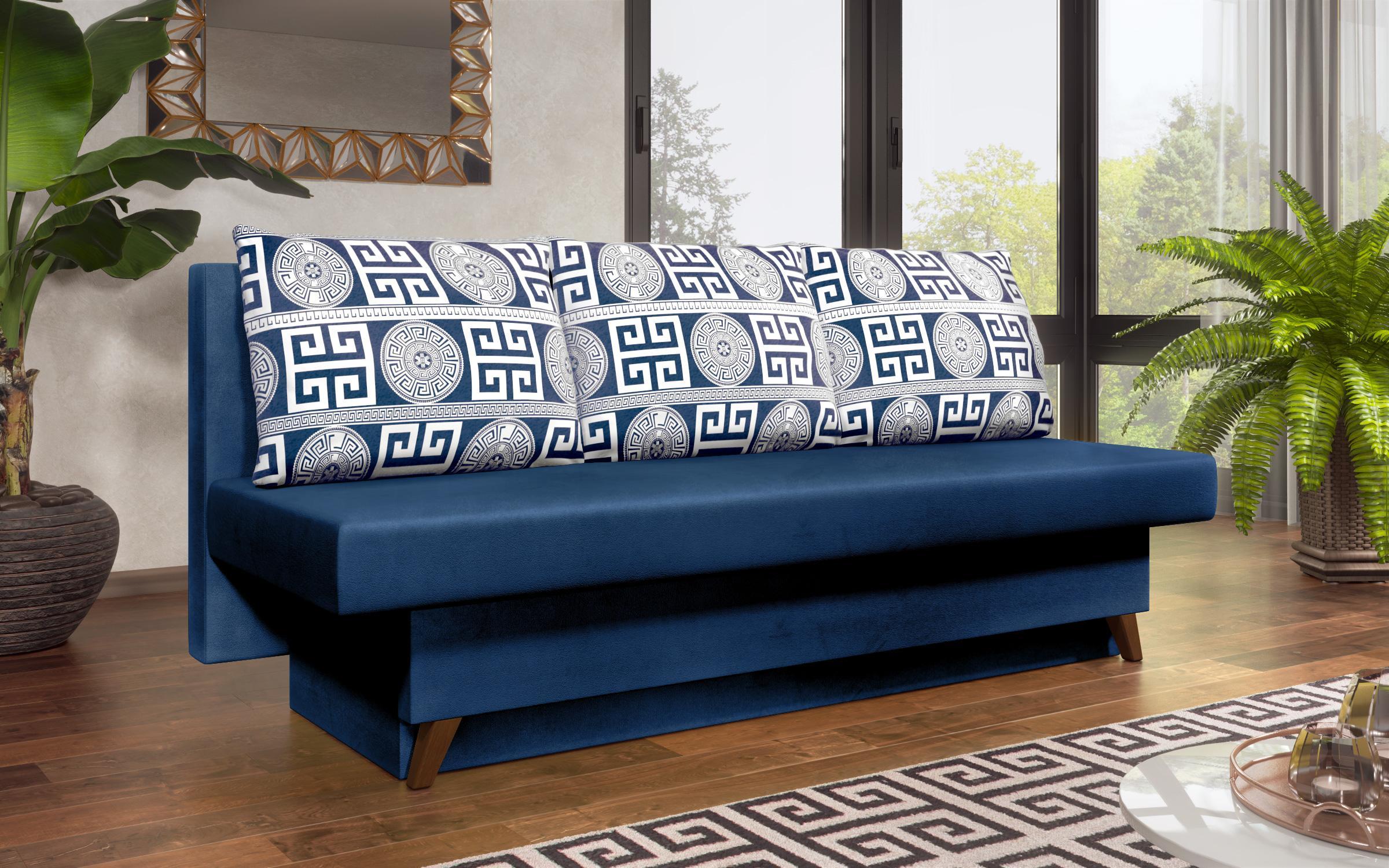 Καναπές Como, μπλε + print  2
