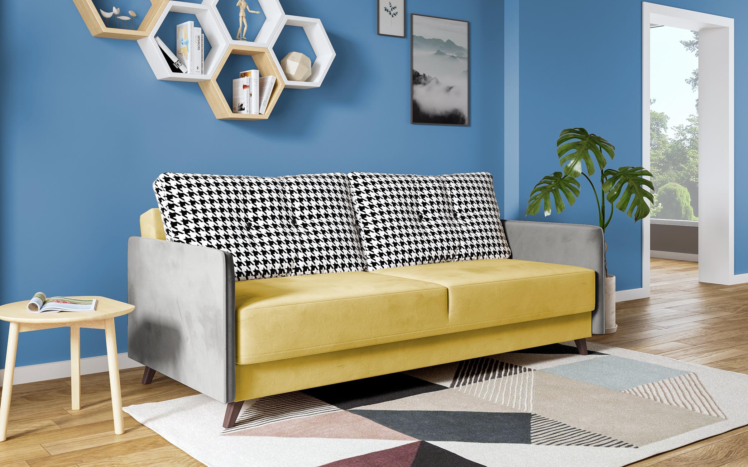 Καναπές κρεβάτι Arte, κίτρινο + γκρι  3