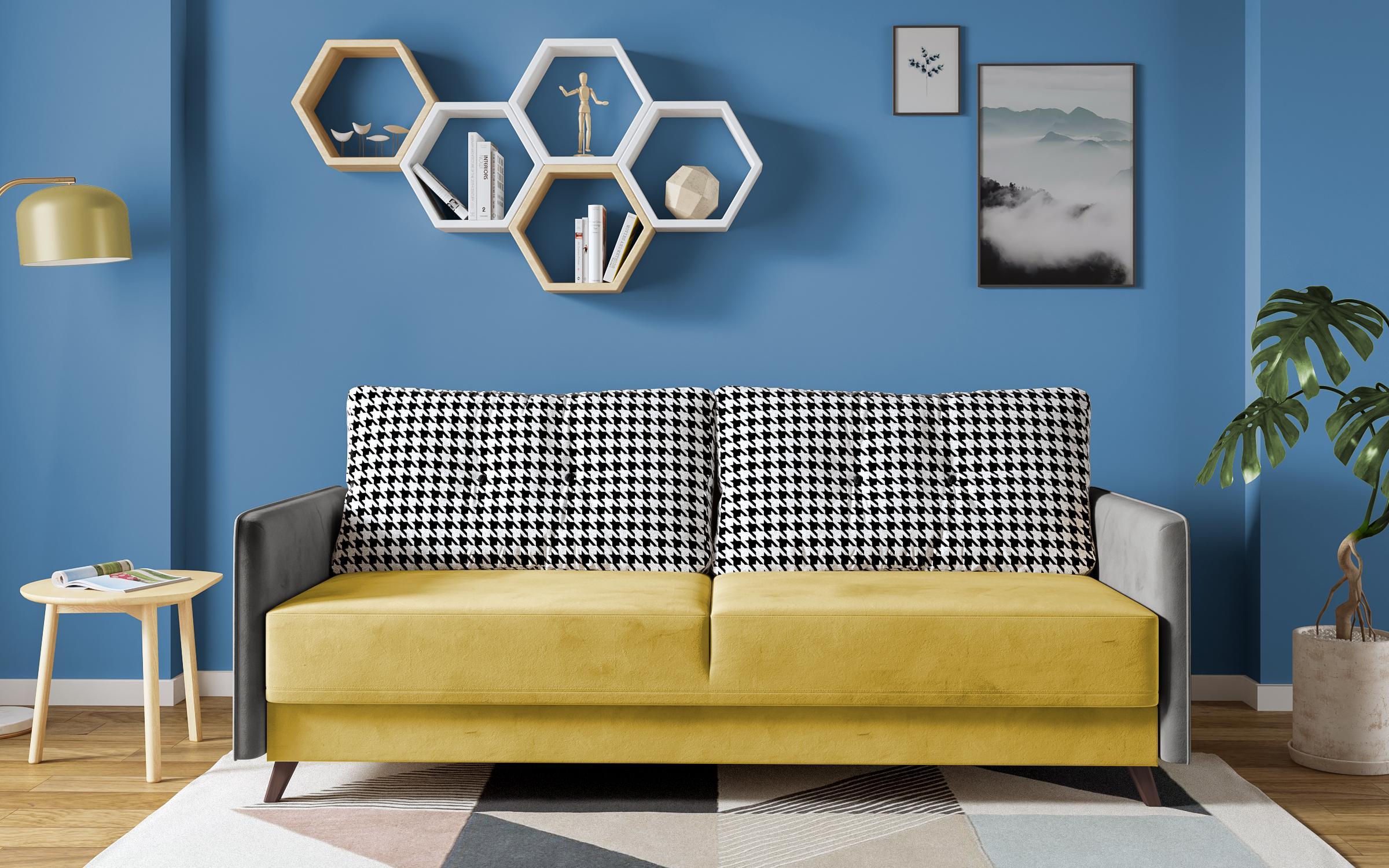 Καναπές κρεβάτι Arte, κίτρινο + γκρι  1