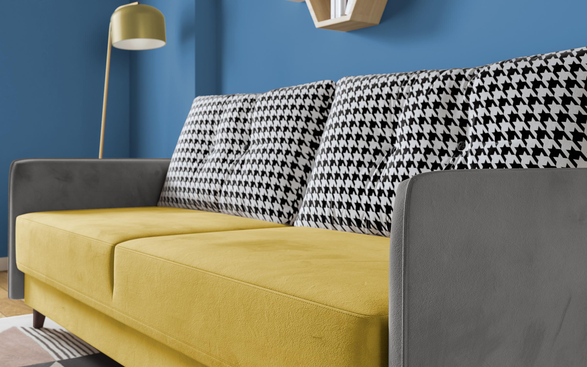 Καναπές κρεβάτι Arte, κίτρινο + γκρι  4