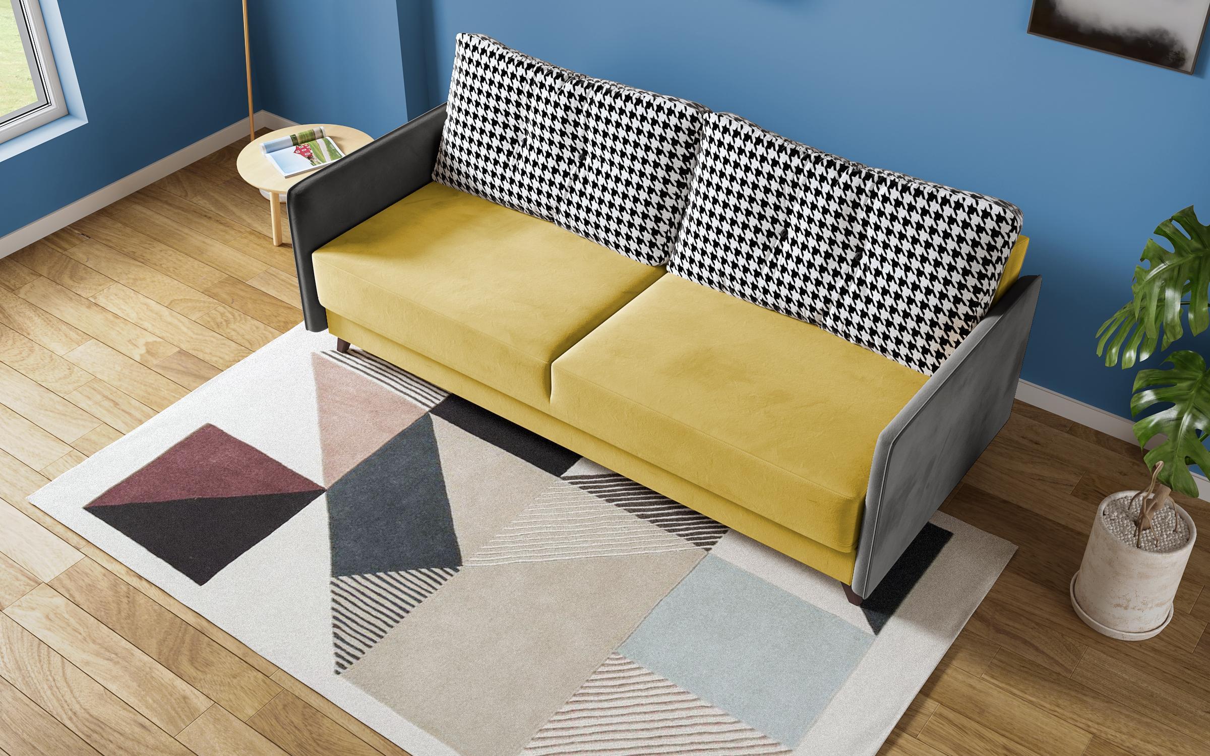 Καναπές κρεβάτι Arte, κίτρινο + γκρι  5