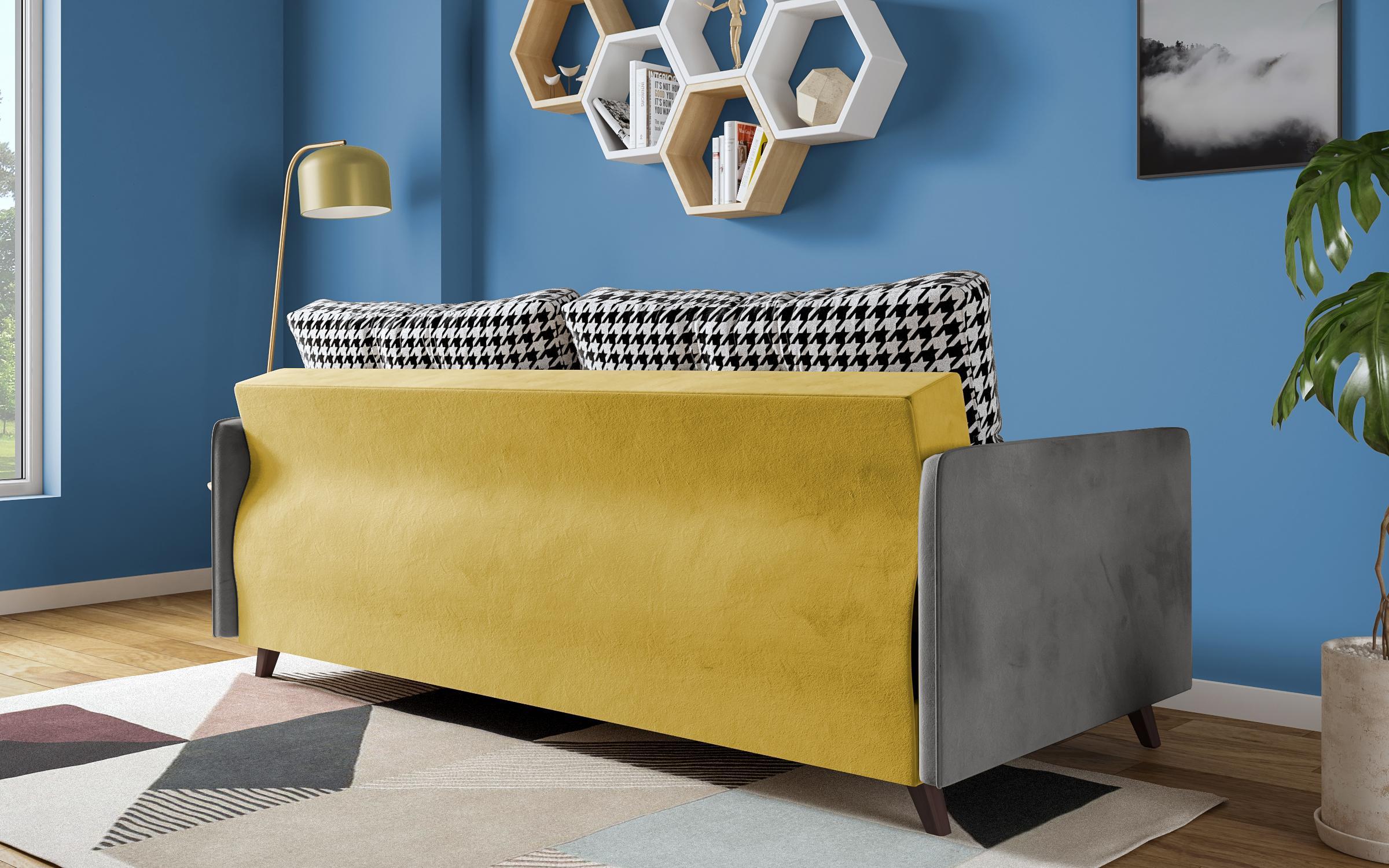 Καναπές κρεβάτι Arte, κίτρινο + γκρι  6
