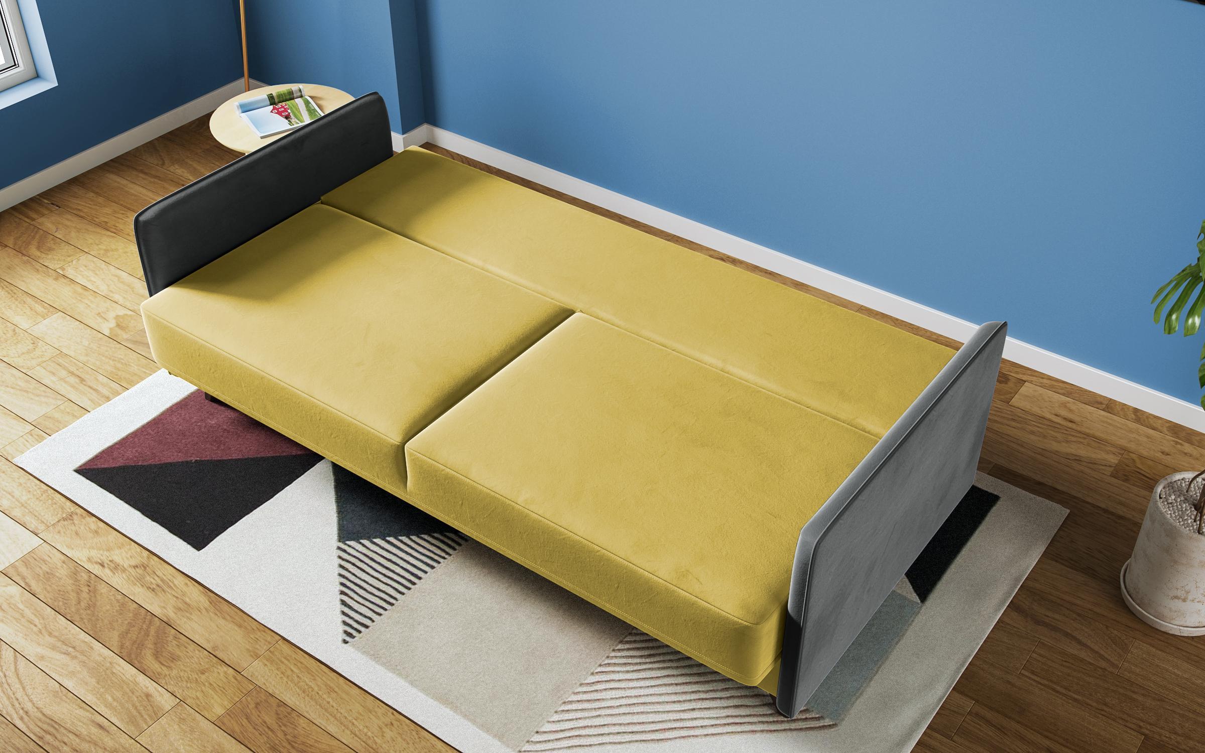Καναπές κρεβάτι Arte, κίτρινο + γκρι  7
