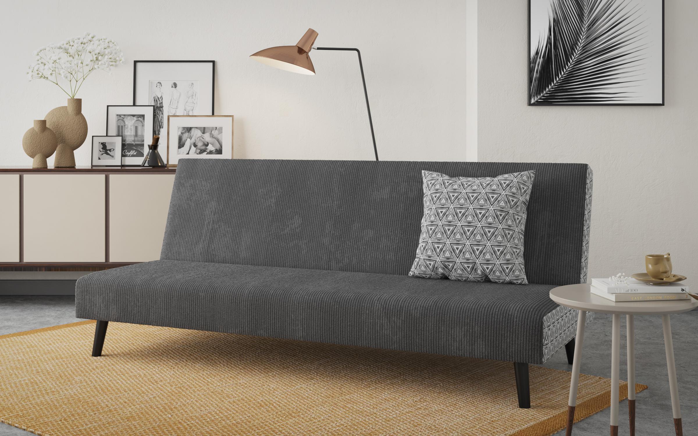 Κλικ κλακ καναπές  Vaskon, σκούρο γκρί  + print  2