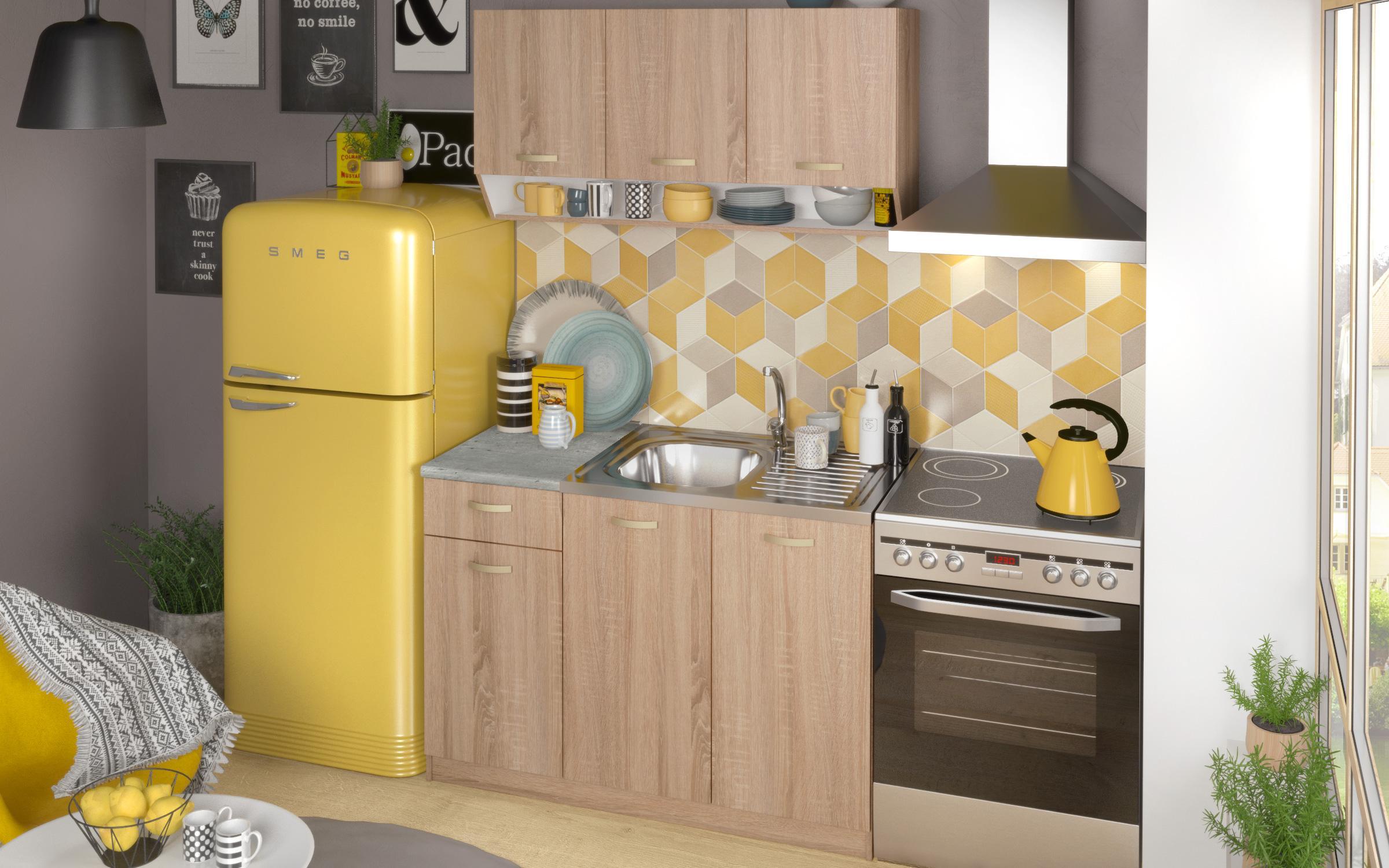 Κουζίνα με πάγκο Areta Colore, δρυς sonoma  3
