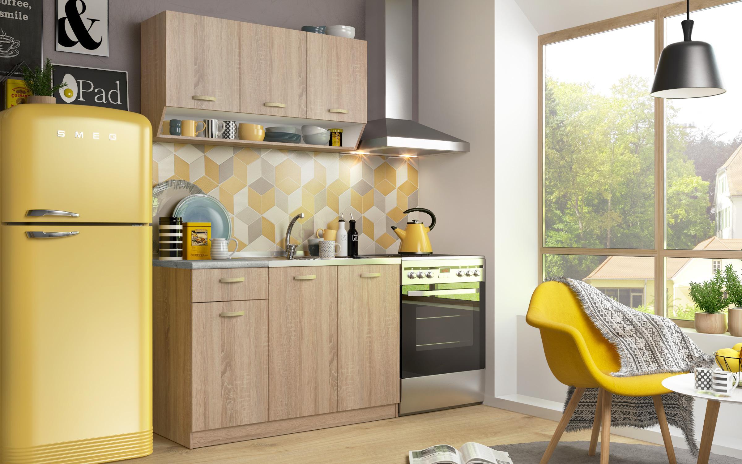 Κουζίνα με πάγκο Areta Colore, δρυς sonoma  1