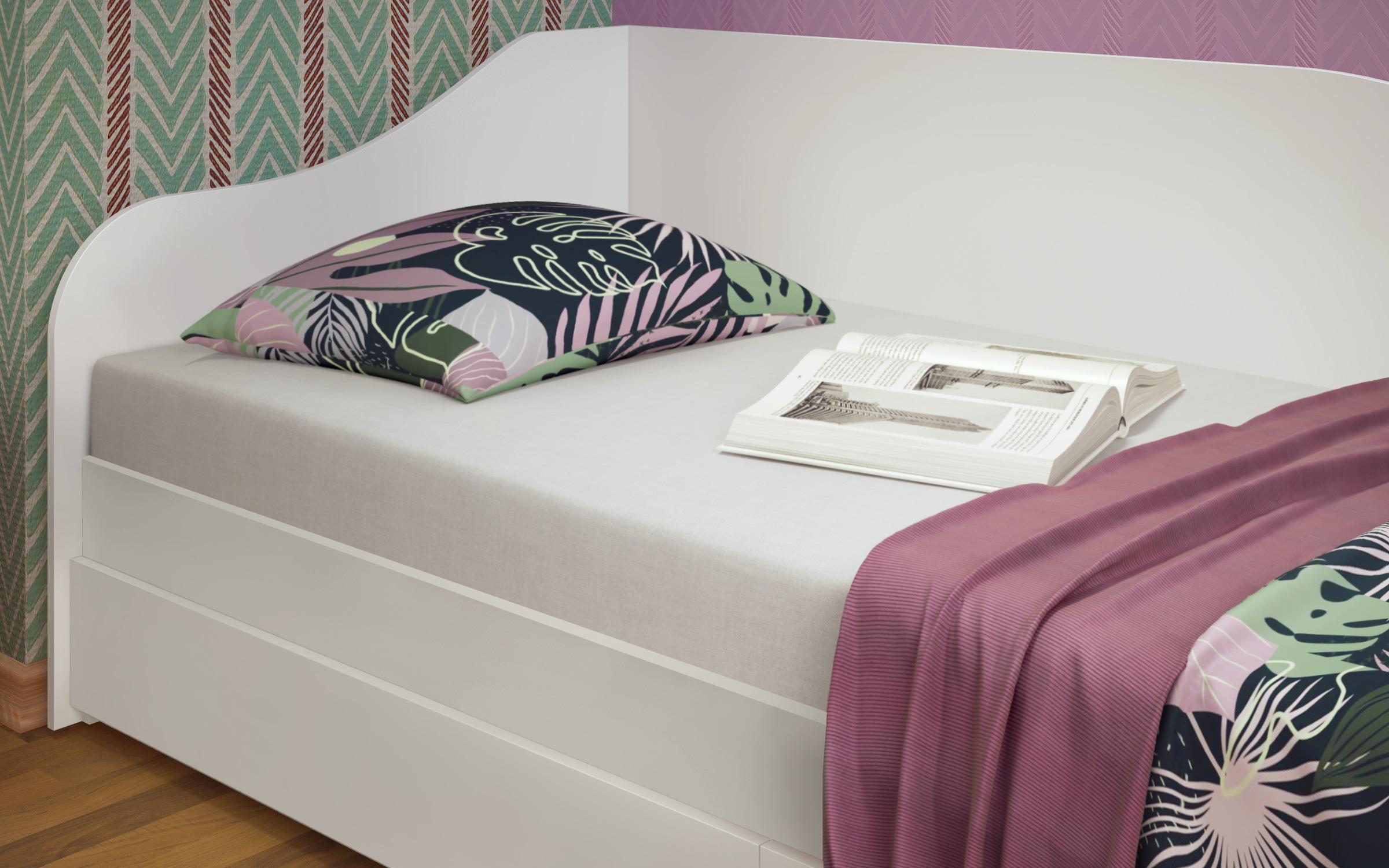 Κρεβάτι με 2 τάβλες και 2 συρτάρια Alaska M004 90/200, λευκό  4