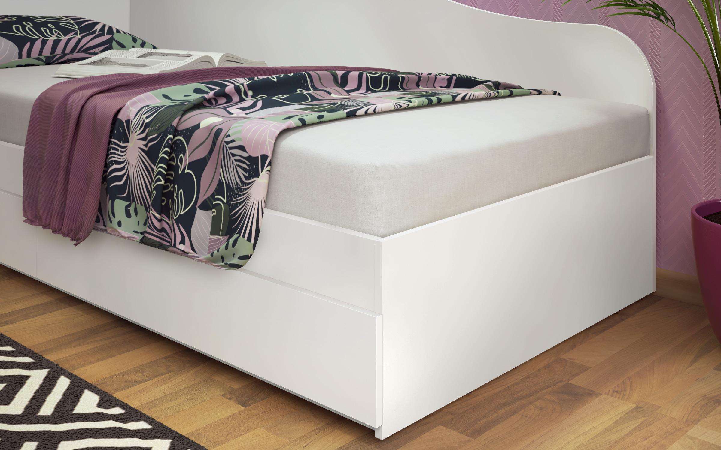Κρεβάτι με 2 τάβλες και 2 συρτάρια Alaska M004 90/200, λευκό  5