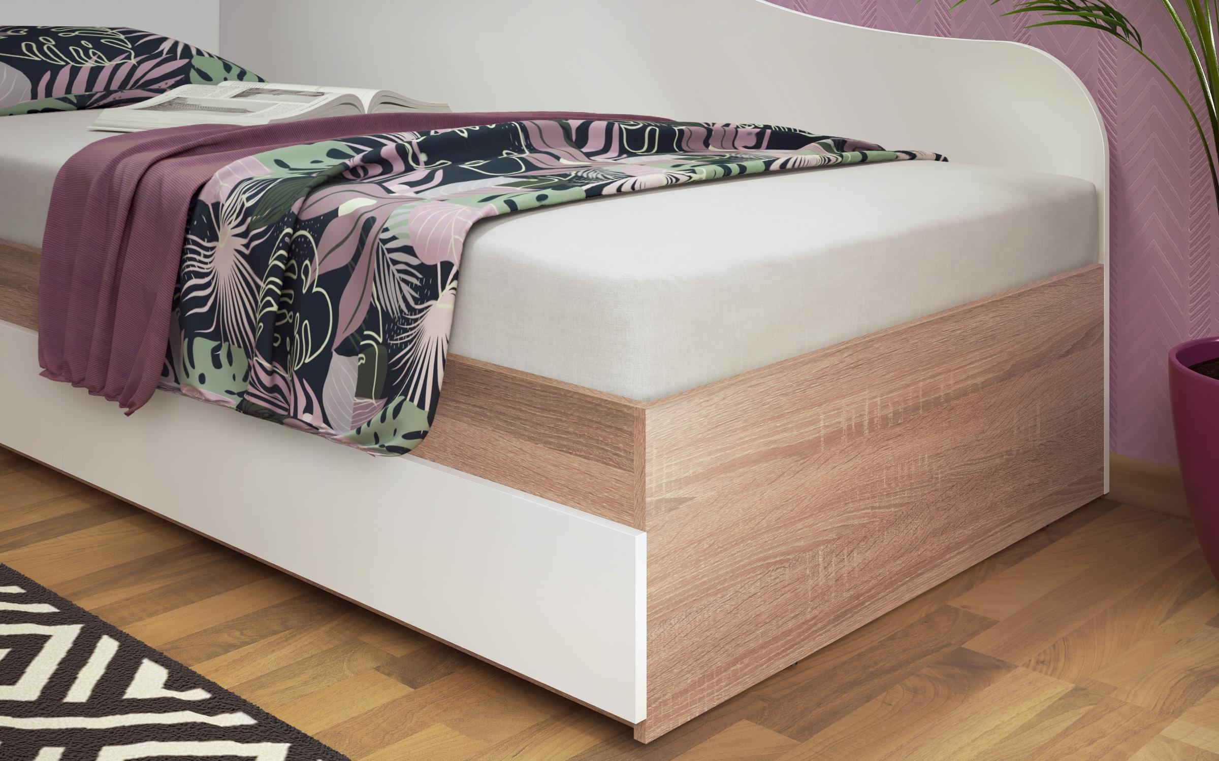 Κρεβάτι με συρτάρια Alaska М004, δρυς Sonoma + λευκό  6