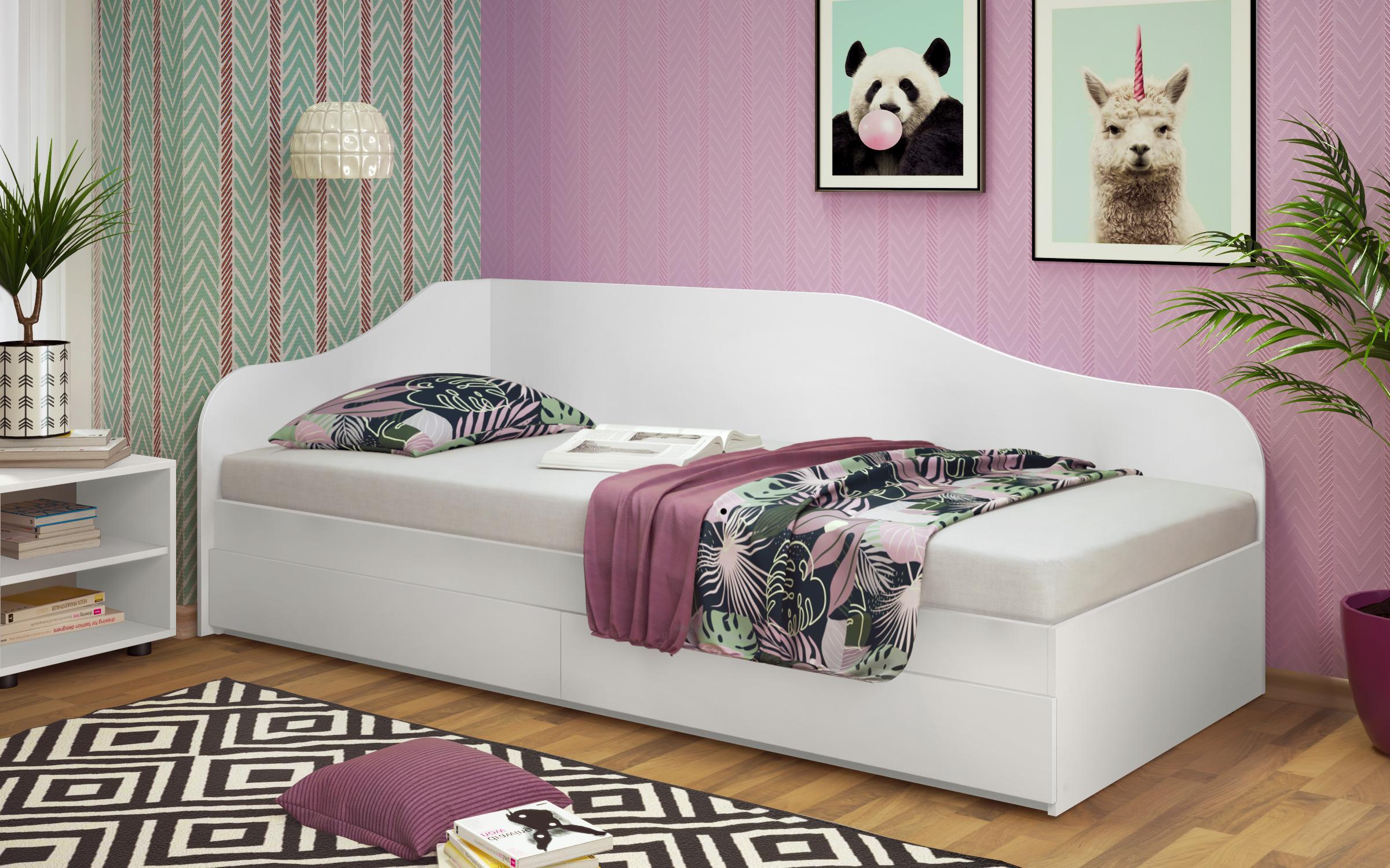 Κρεβάτι με 2 τάβλες και 2 συρτάρια Alaska M004 90/200, λευκό  1