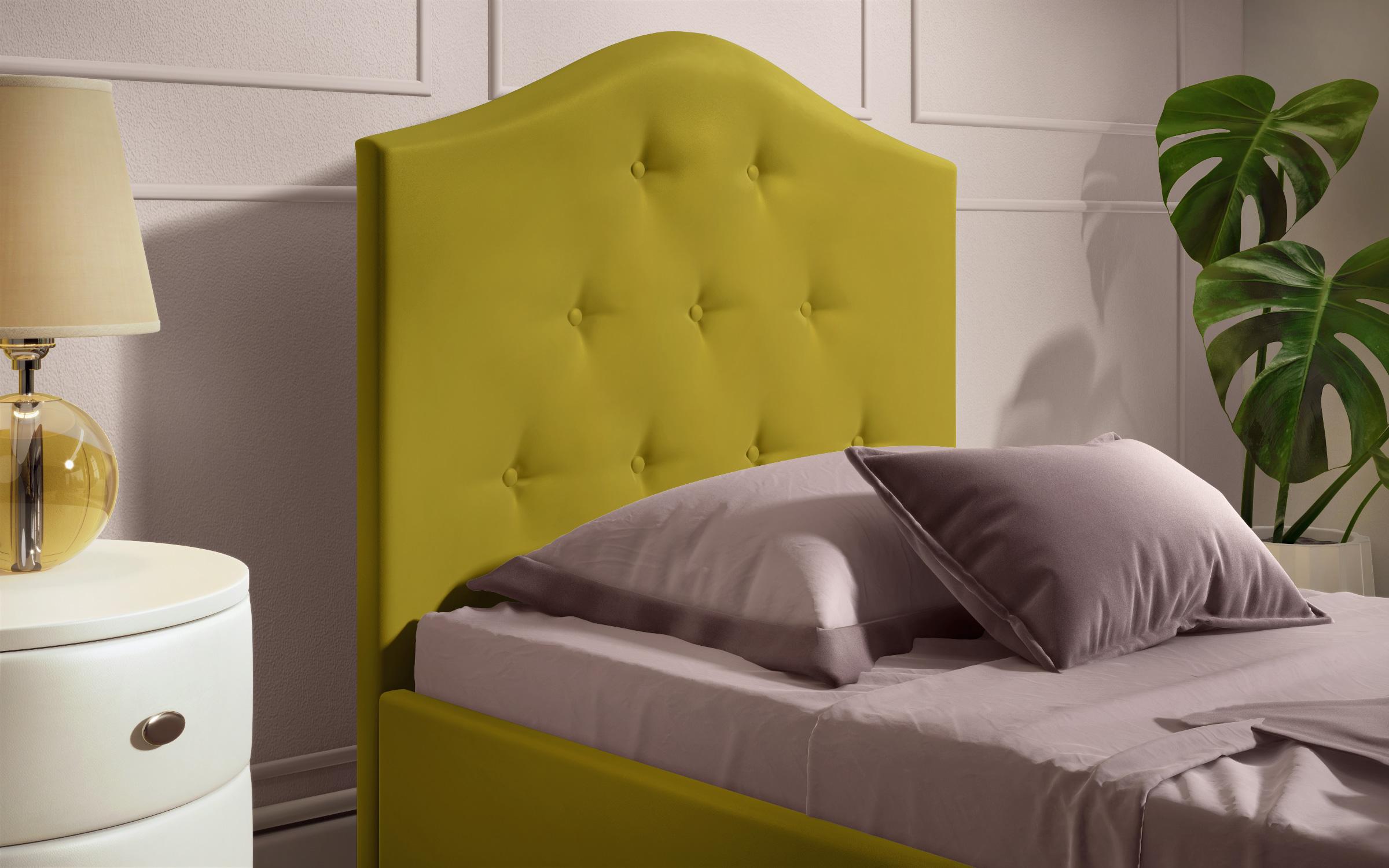 Κρεβάτι Kami, κίτρινο δέρμα  3