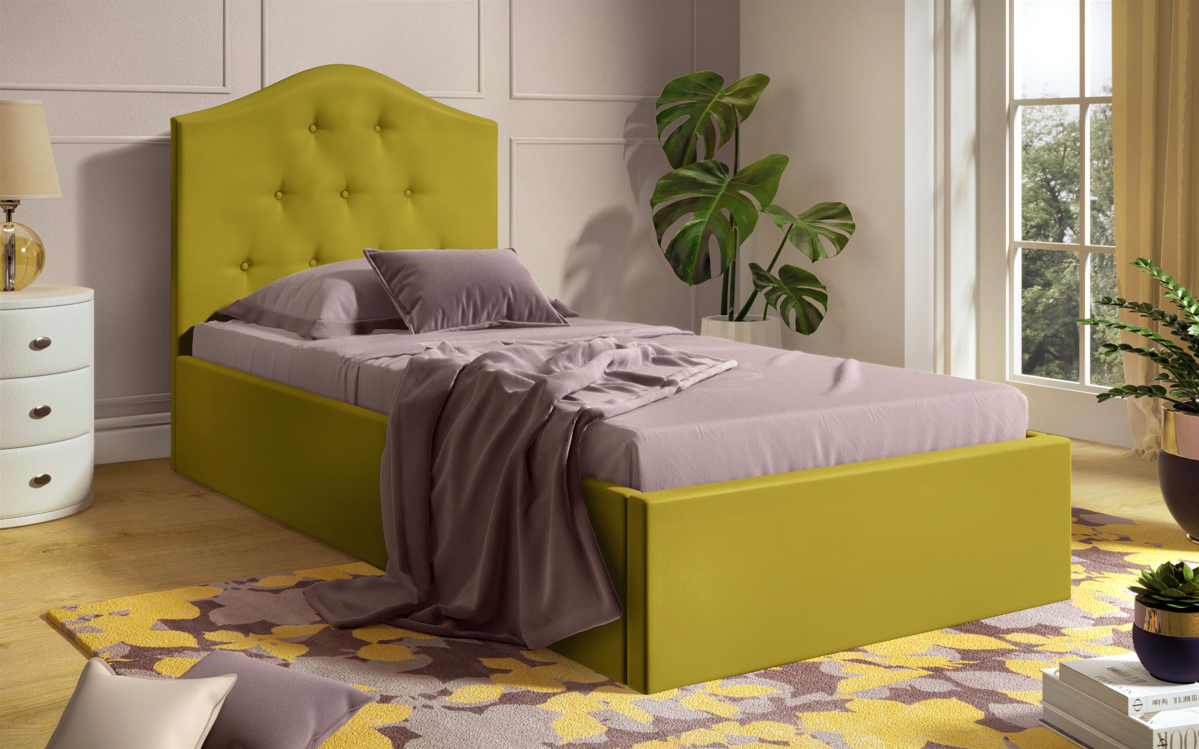 Κρεβάτι Kami, κίτρινο δέρμα  1