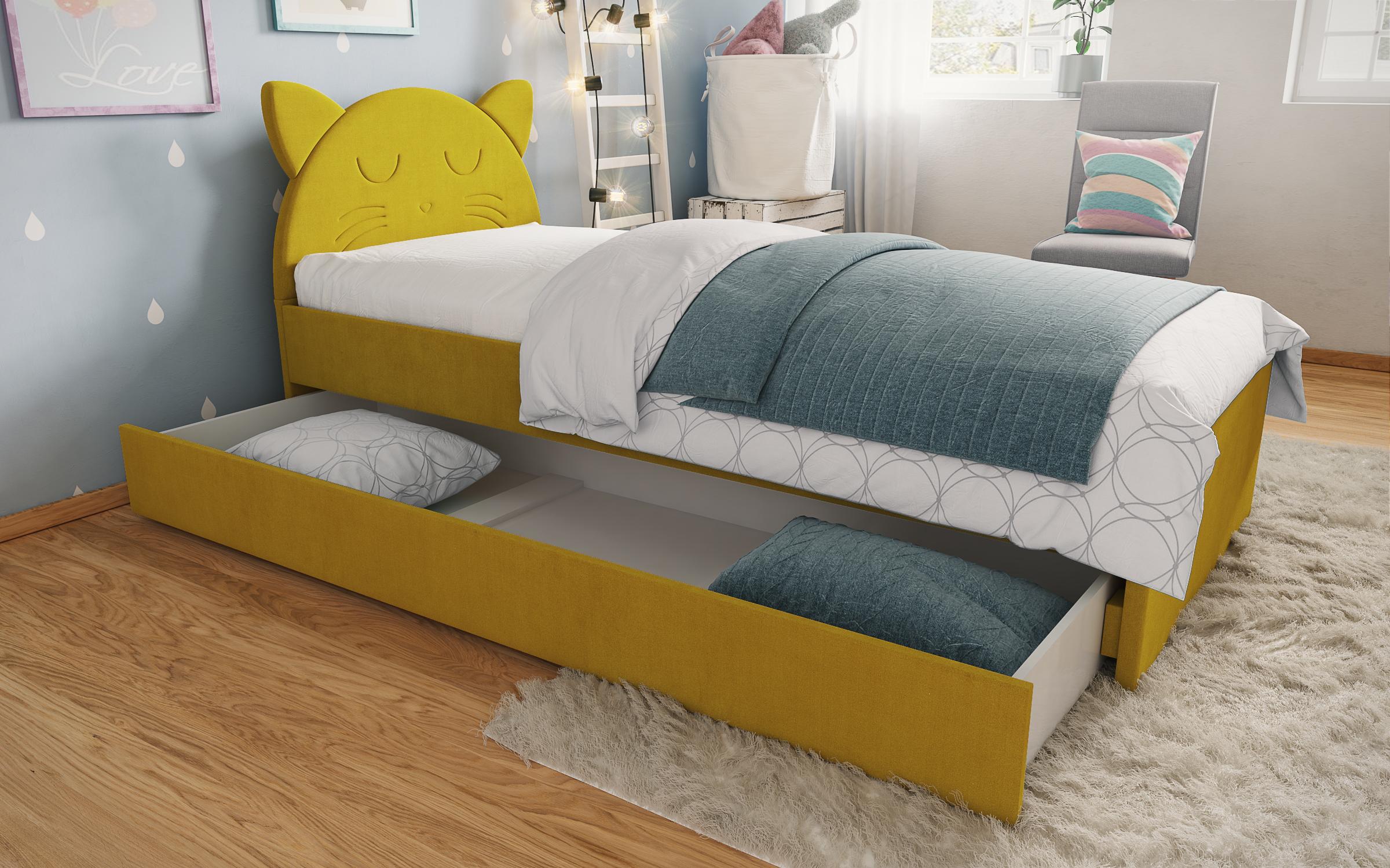 Κρεβάτι με συρτάρι Moli A για στρώμα 90/200, κίτρινο  1