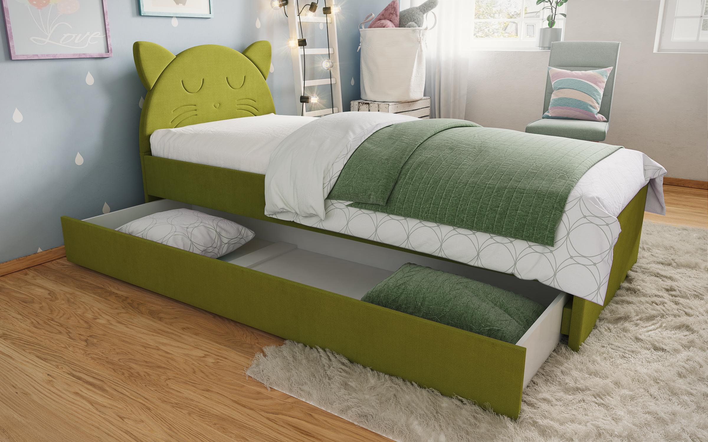 Κρεβάτι με συρτάρι Moli A για στρώμα 90/200, πράσινο  1