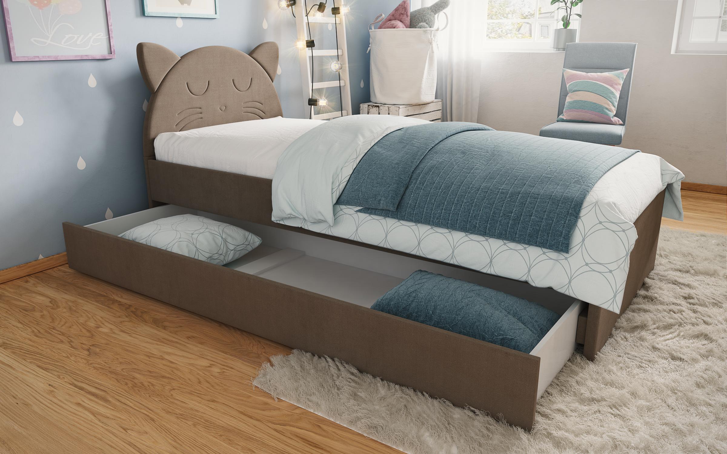 Κρεβάτι με συρτάρι Moli A για στρώμα 90/200, ανοιχτό γκρι  1