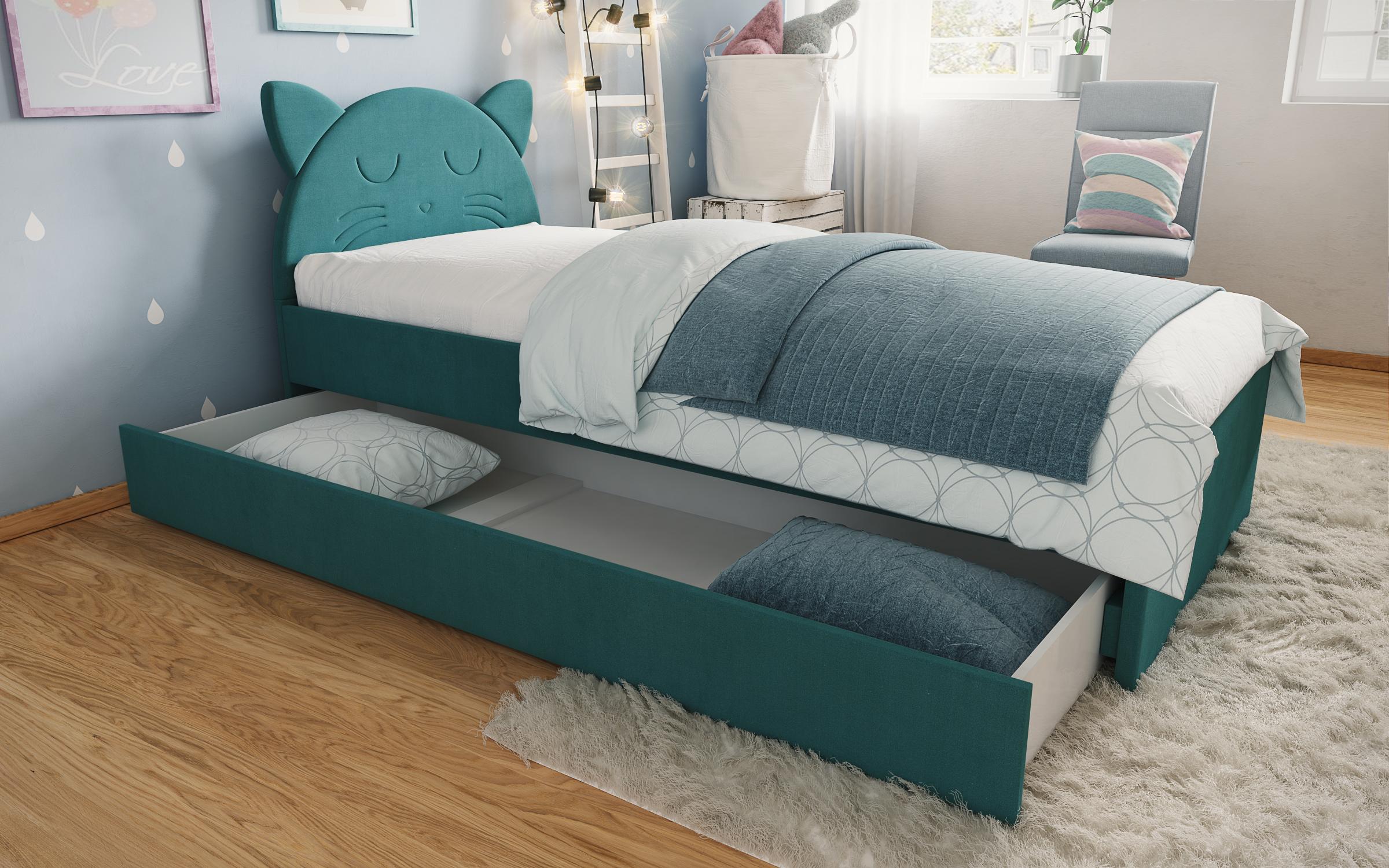 Κρεβάτι με συρτάρι Moli A για στρώμα 90/200, τυρκουάζ  1