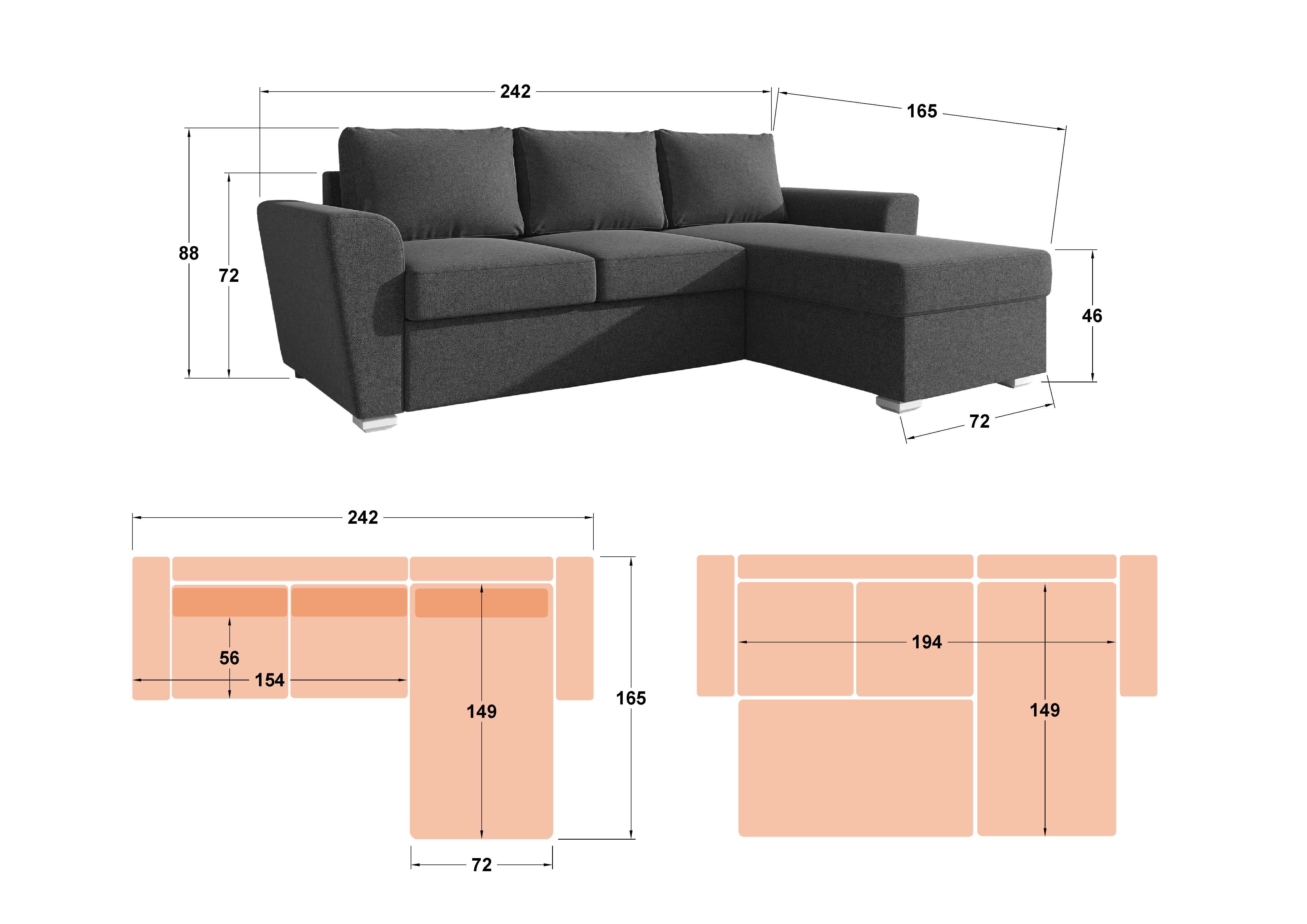 Γωνιακός καναπές - κρεβάτι Michelangelo, σκούρο  πράσινο  2