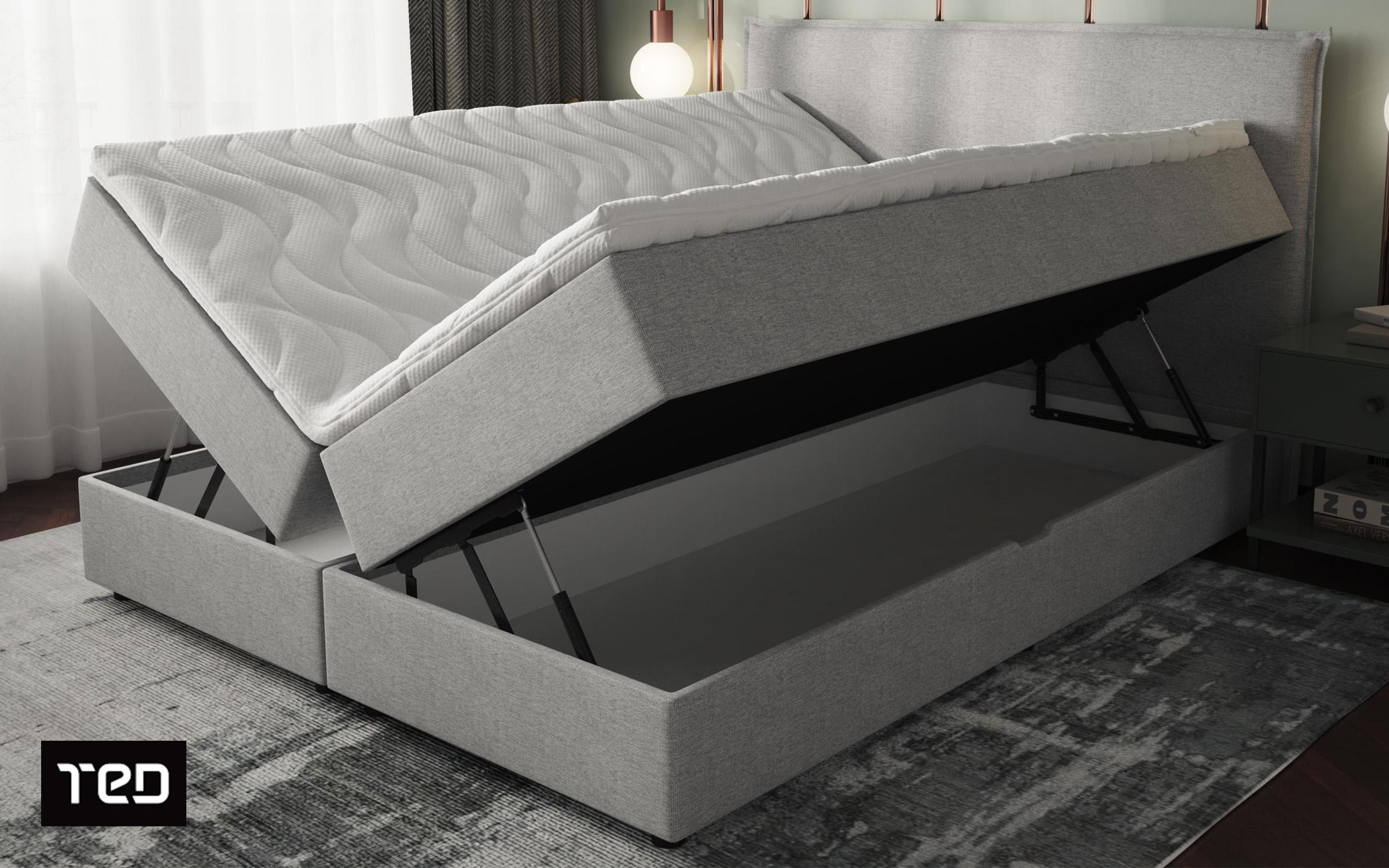 Κρεβάτι Box spring 160/200 Modera, ανοιχτό γκρι  4