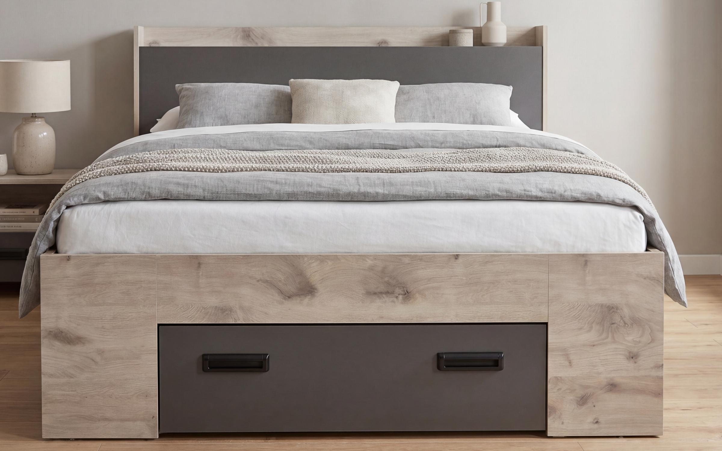 Κρεβάτι με μπαούλο 160/200 Mondi, ανοιχτόχρωμη σκανδιναβική δρυς + ανθρακί ματ  5