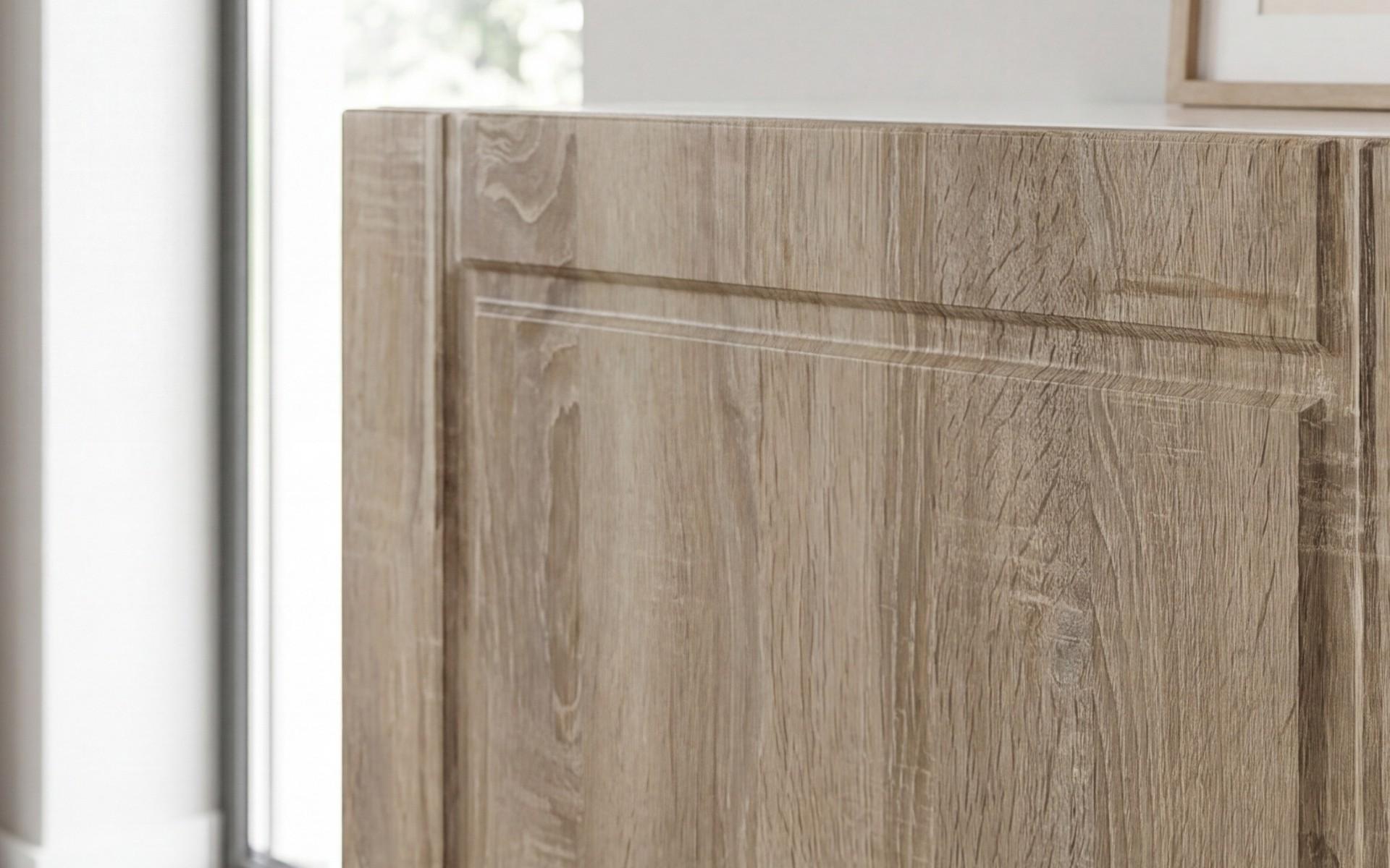Συρταριέρα MDF Mono, λευκό γυαλιστερό + δρυς sonoma  5