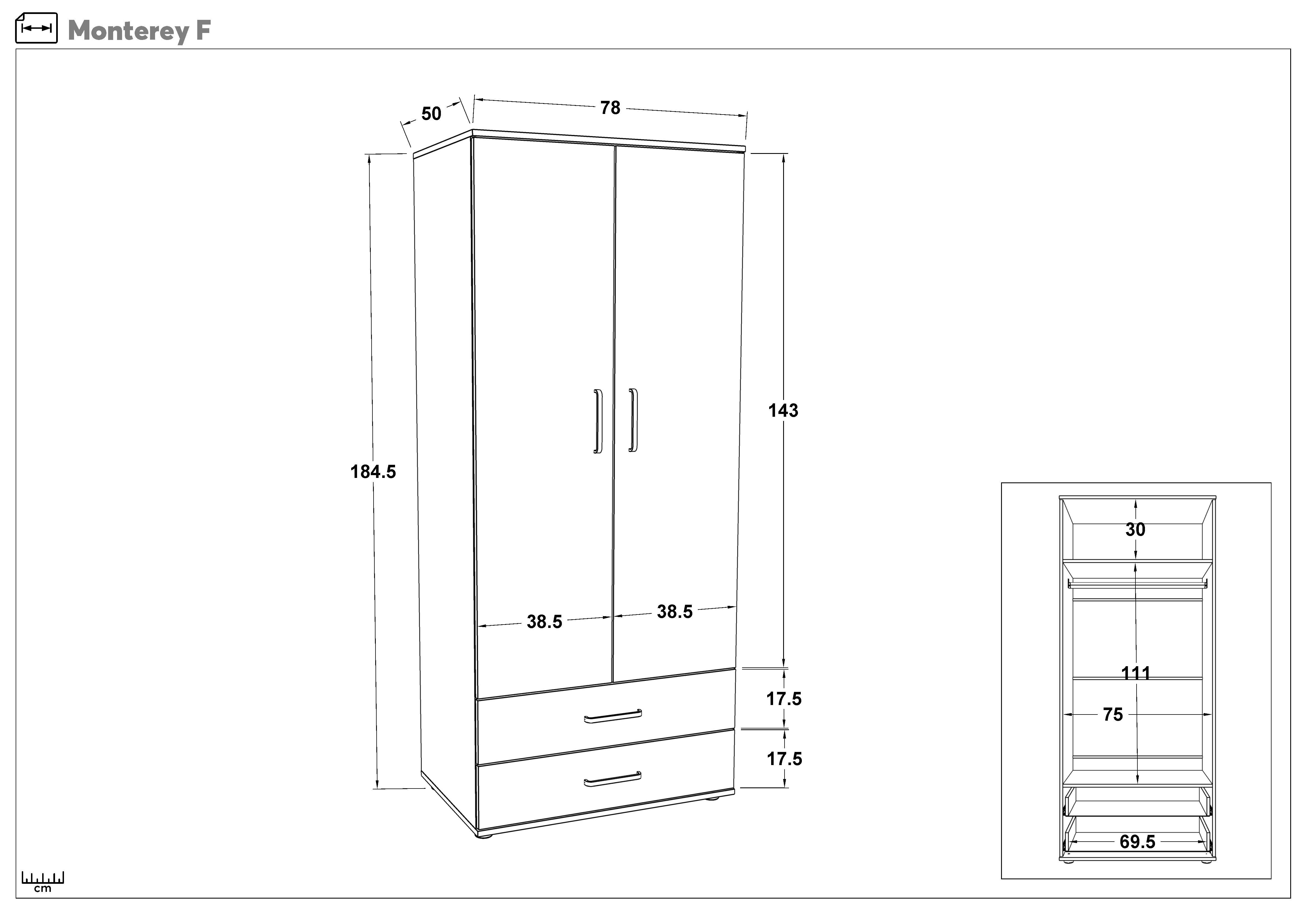 Σετ κρεβατοκάμαρας 160/200 Monterei, λευκό + δρυς antik  4