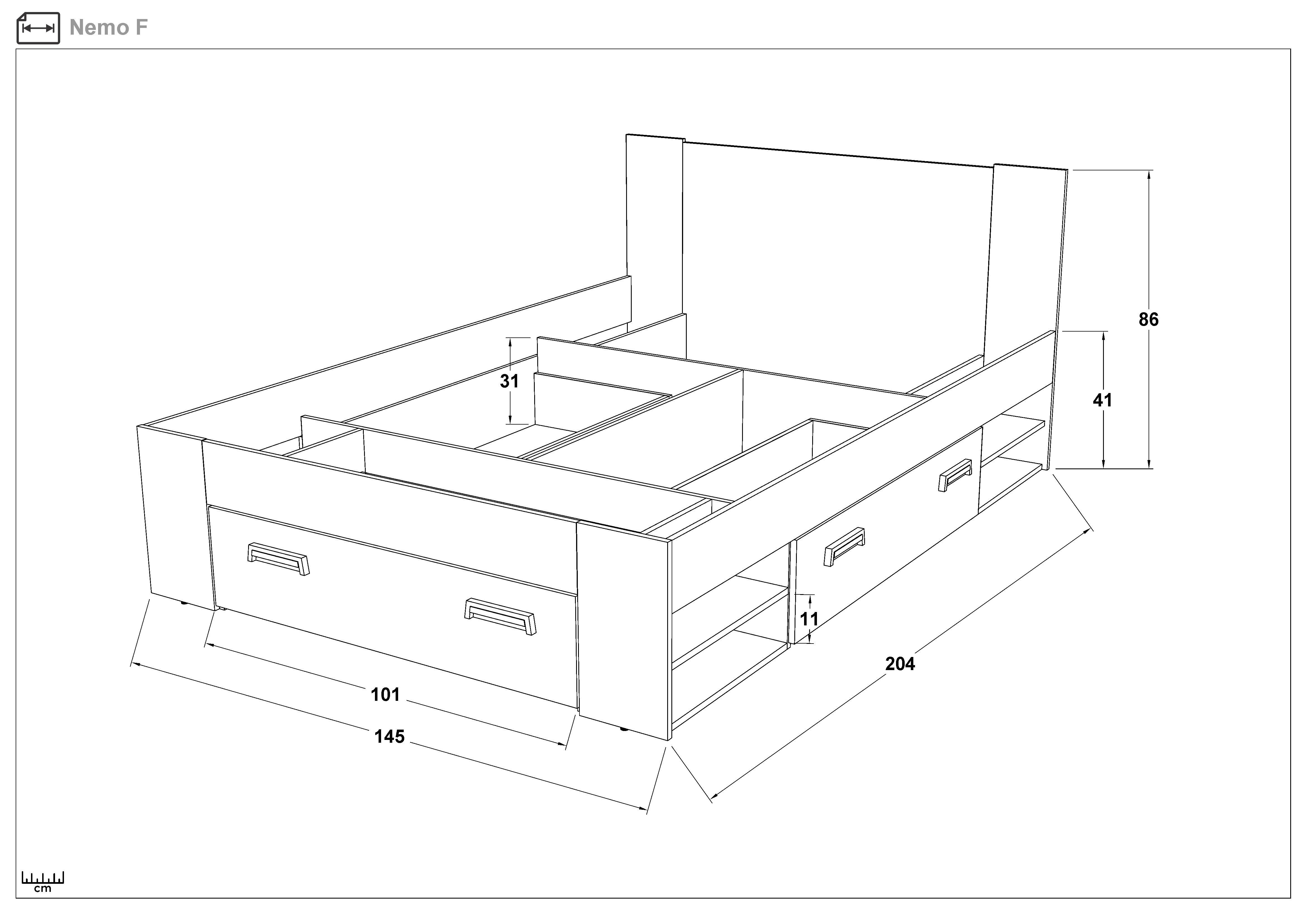 Σετ κρεβατοκάμαρας 140/200 Almaro S, wenge + δρυς sonoma  3