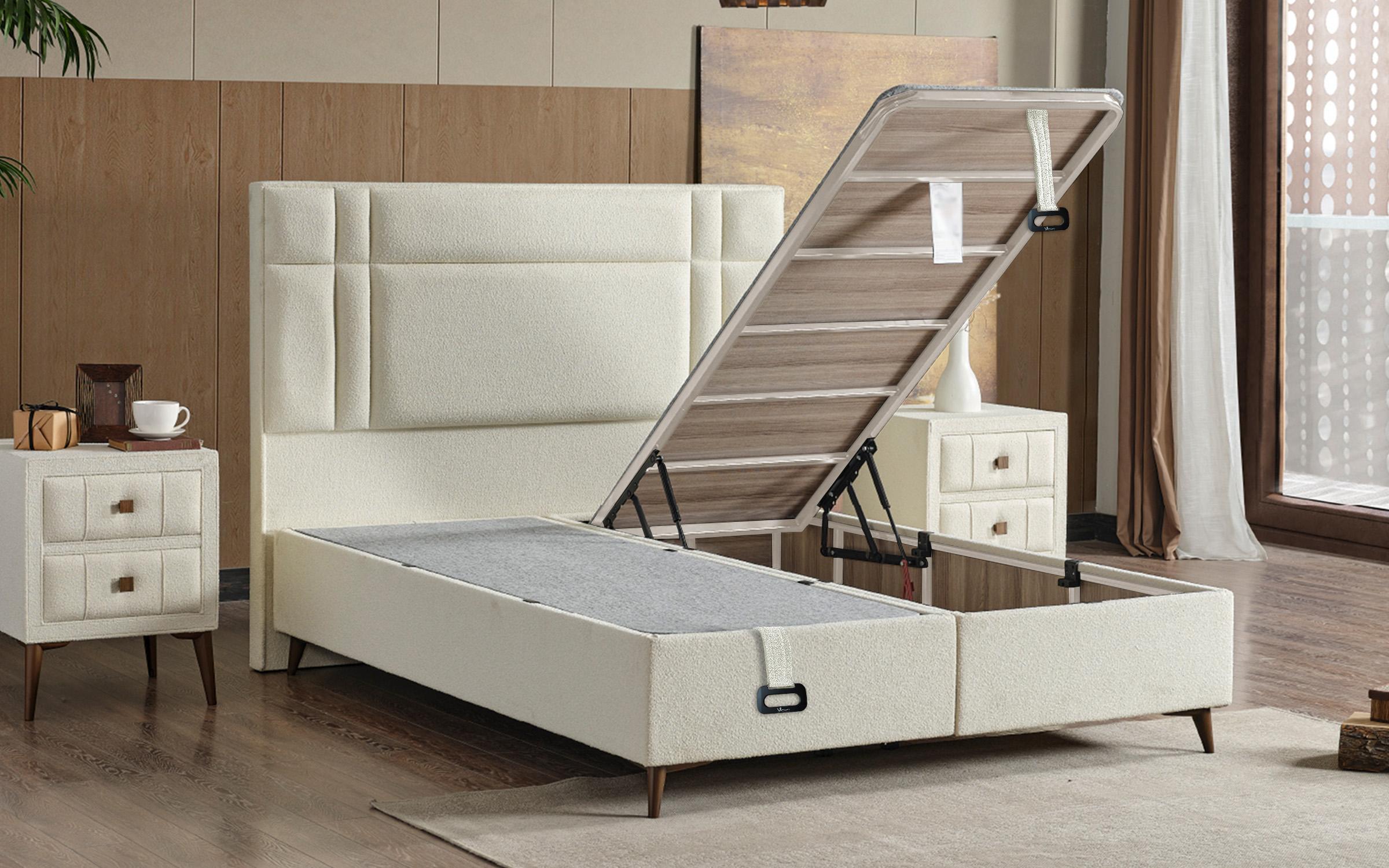 Κρεβάτι Box spring 160/200 Nereida + στρώμα, κρεμ  6