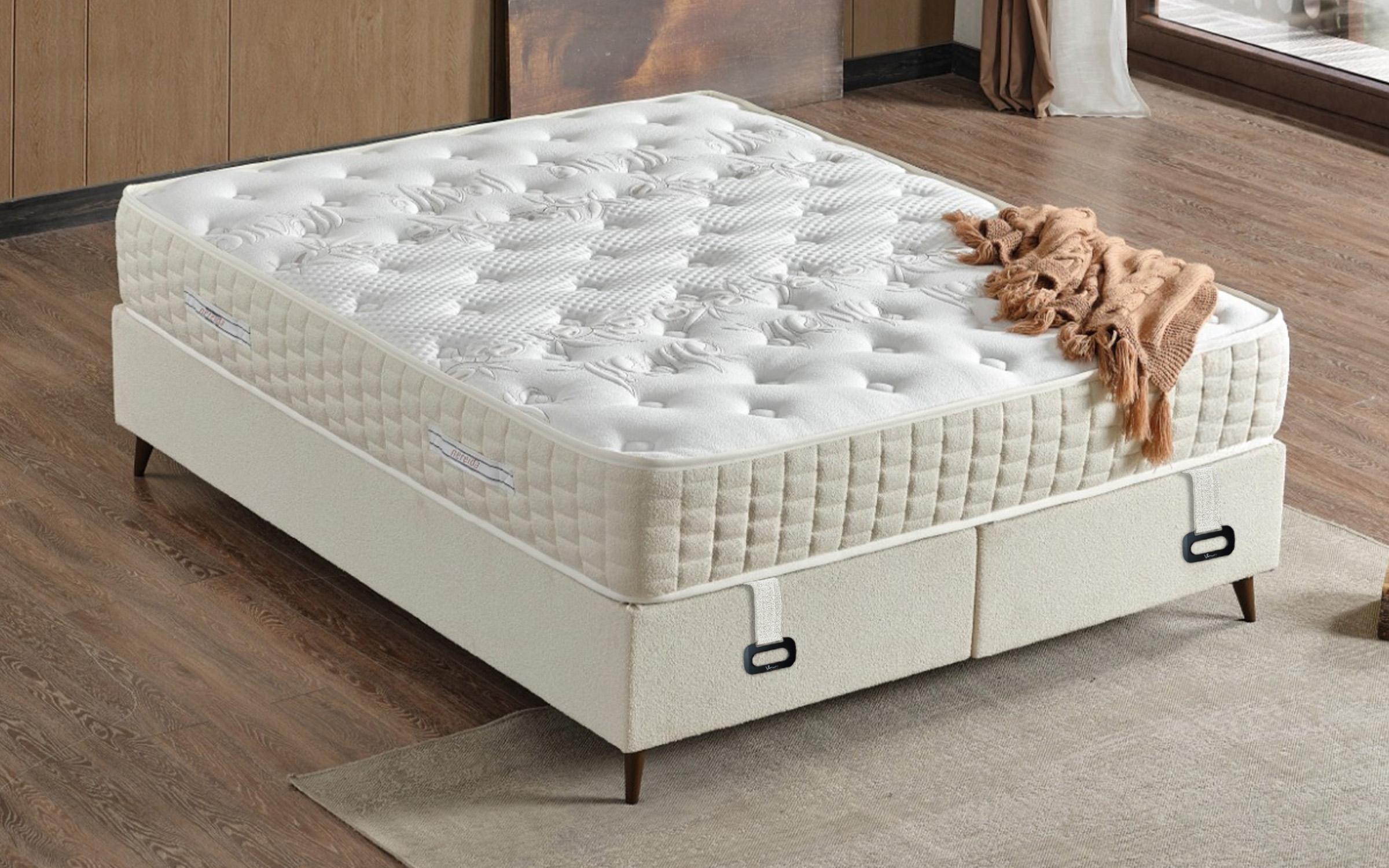 Κρεβάτι Box spring 160/200 Nereida + στρώμα, κρεμ  9