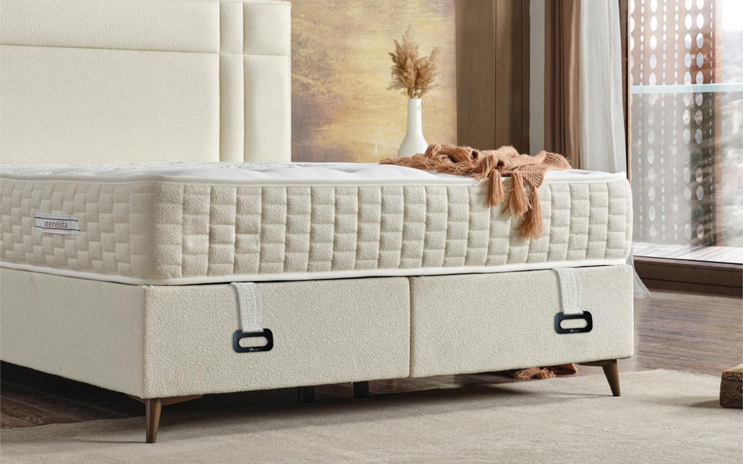 Κρεβάτι Box spring 160/200 Nereida + στρώμα, κρεμ  7