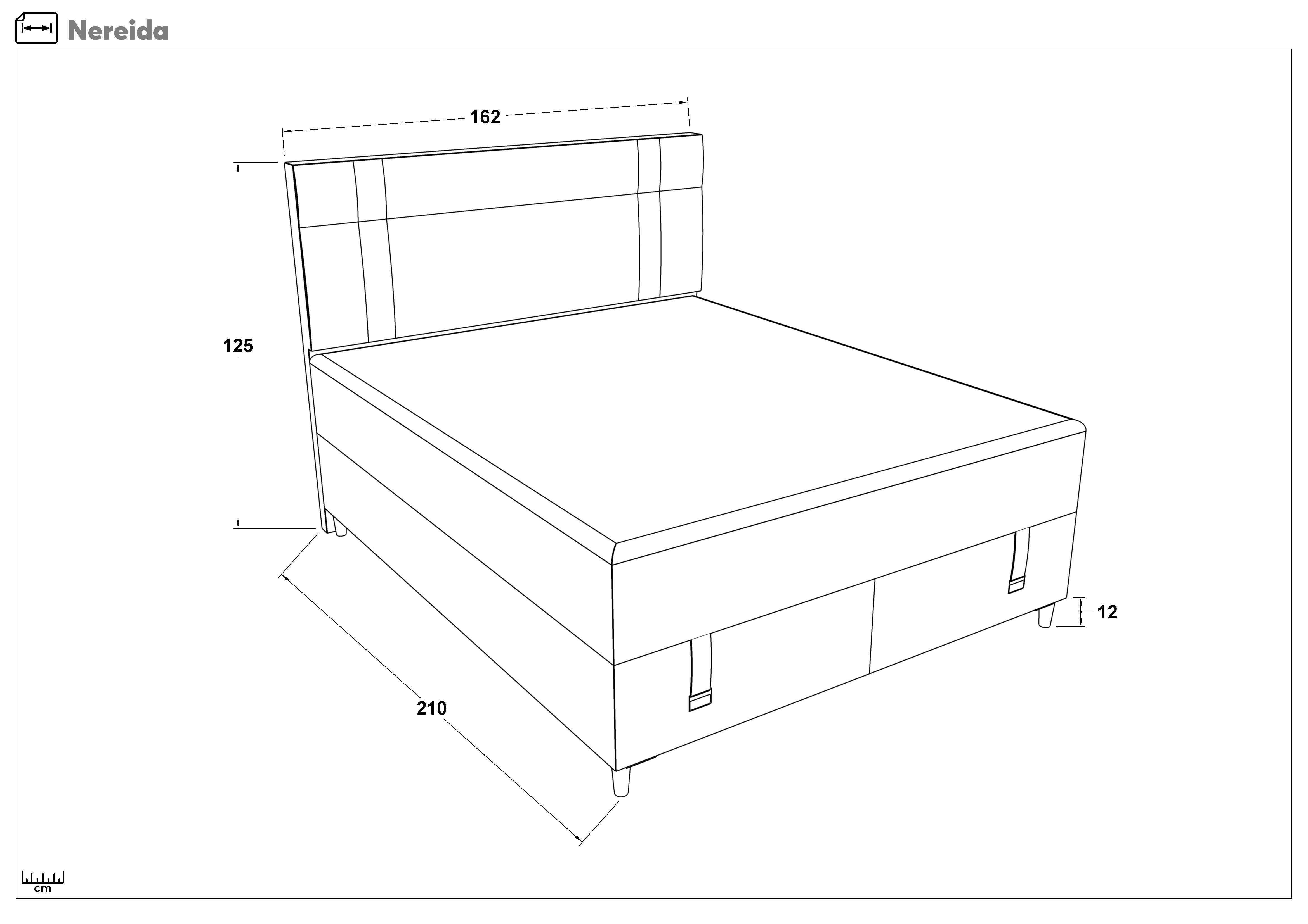 Κρεβάτι Box spring 160/200 Nereida + στρώμα, κρεμ  2
