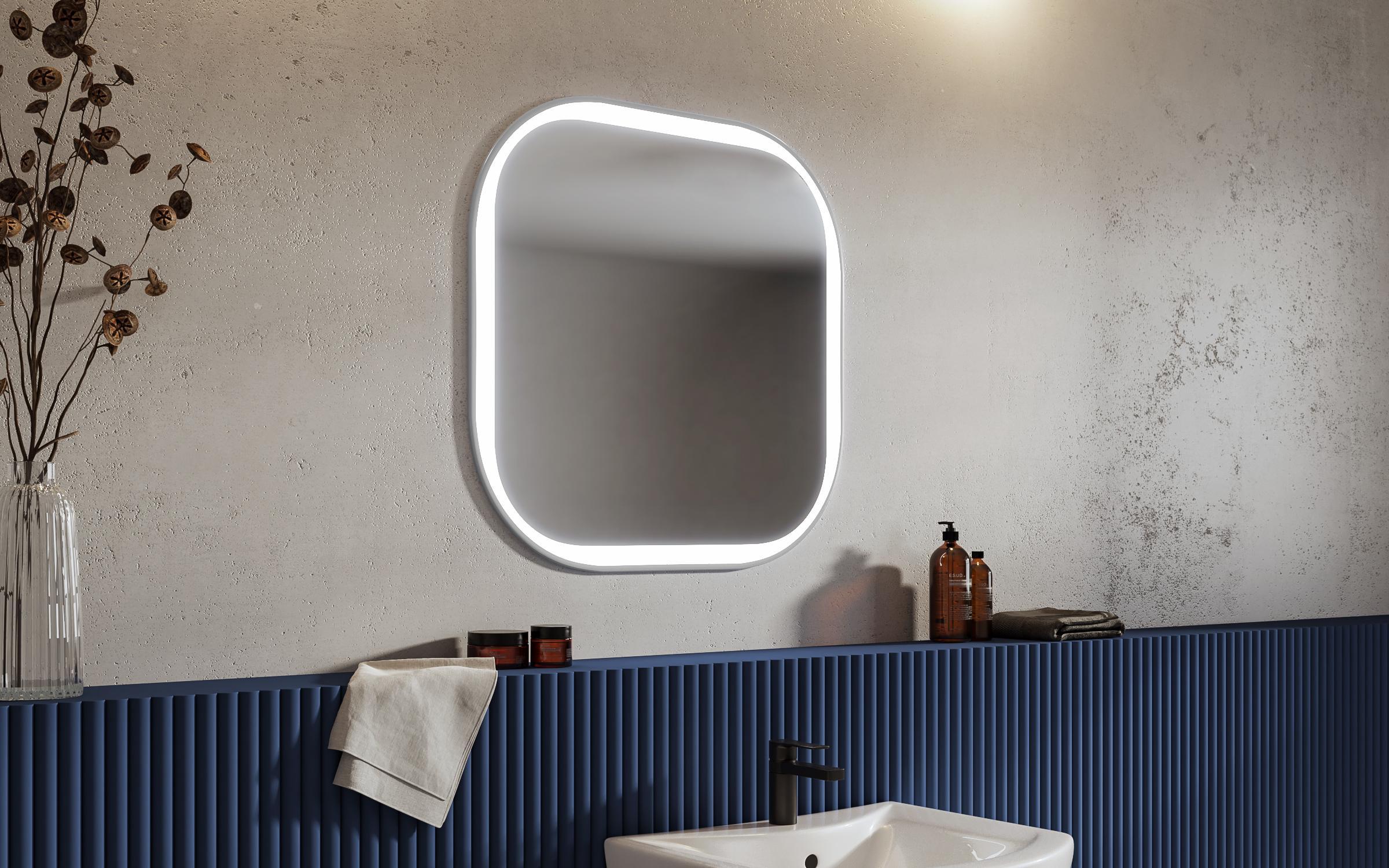 Καθρέφτης μπάνιου PVC  + LED   λευκό,   1