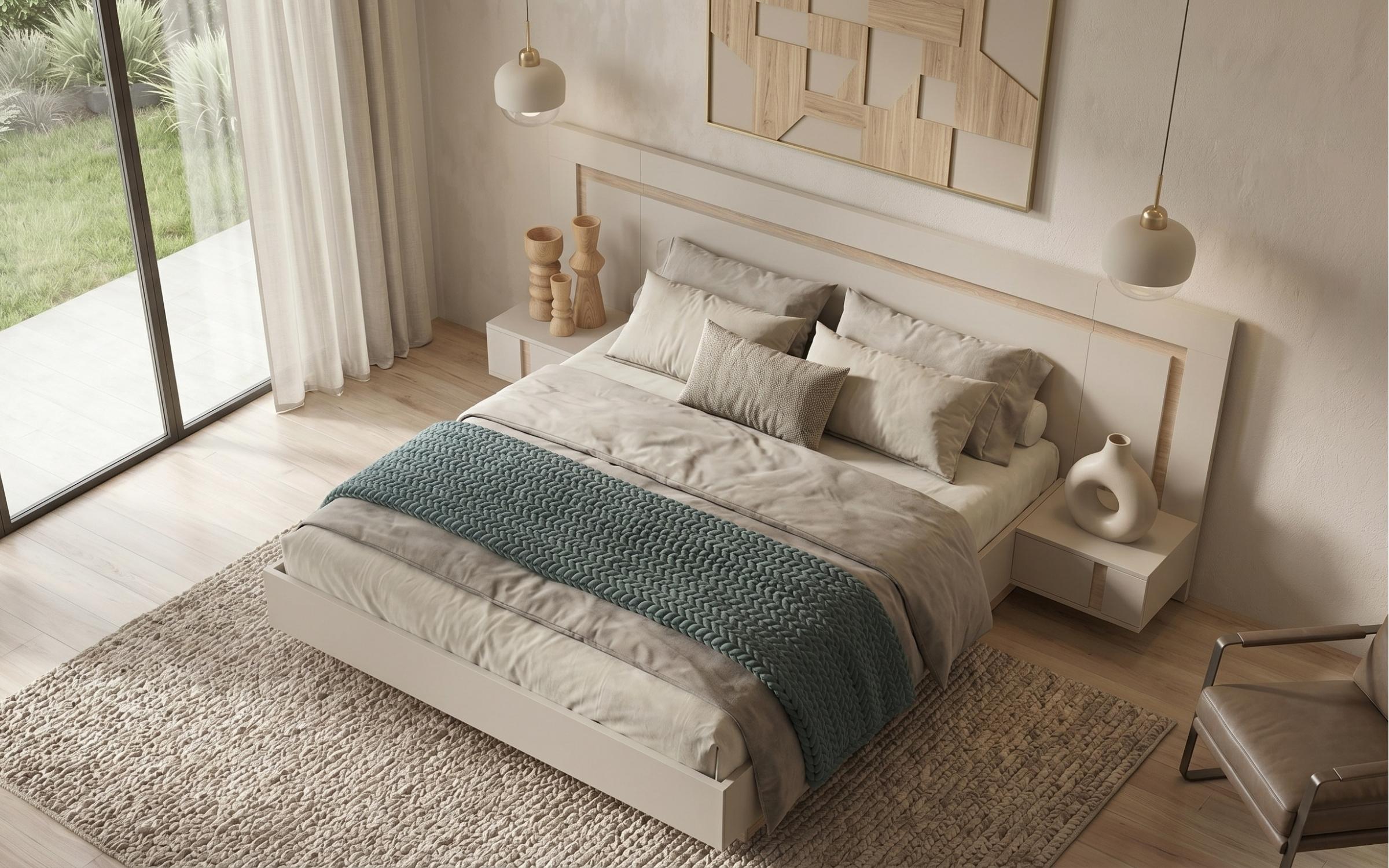 Κρεβάτι 160/200 Omonia, cashmere + δρυς Castello honey  4