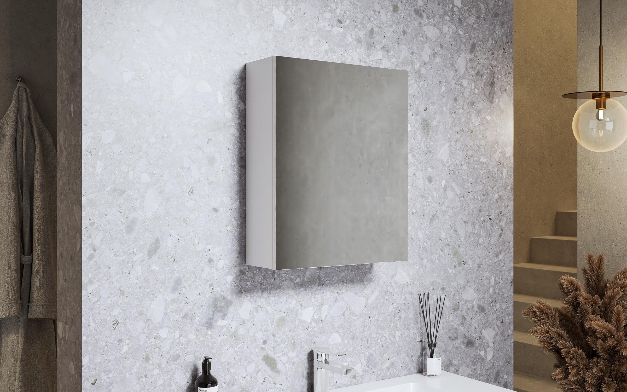 Ντουλάπι μπάνιου με καθρέφτη  PVC, λευκό  1