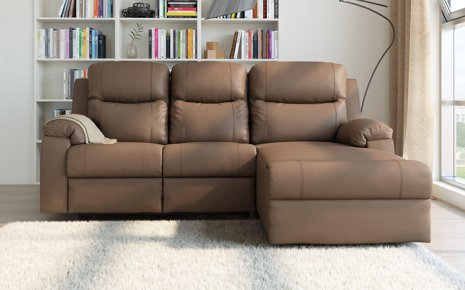 Γωνιακός καναπές με ανάκλιση Dream, καφέ  1