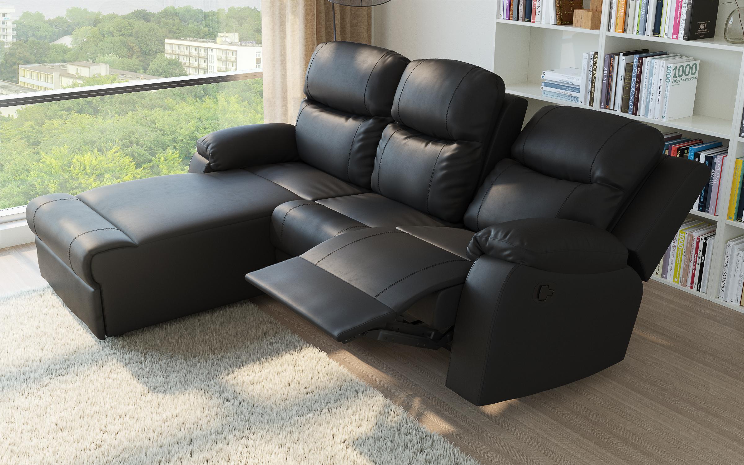 Γωνιακός καναπές με ανάκληση Dream, μαύρο  4