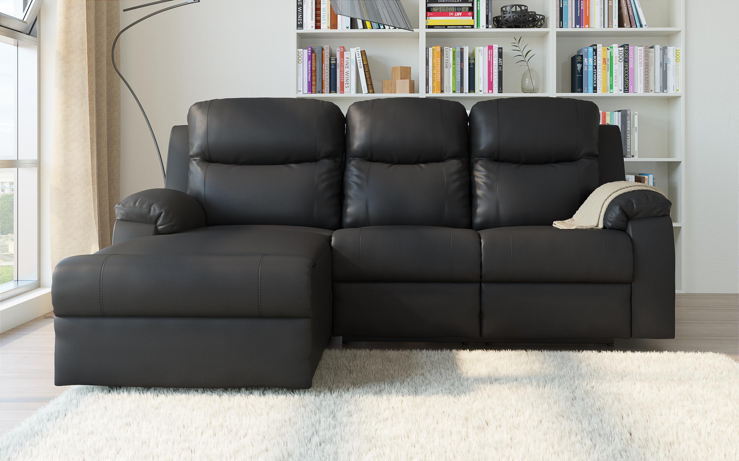 Γωνιακός καναπές με ανάκληση Dream, μαύρο  1
