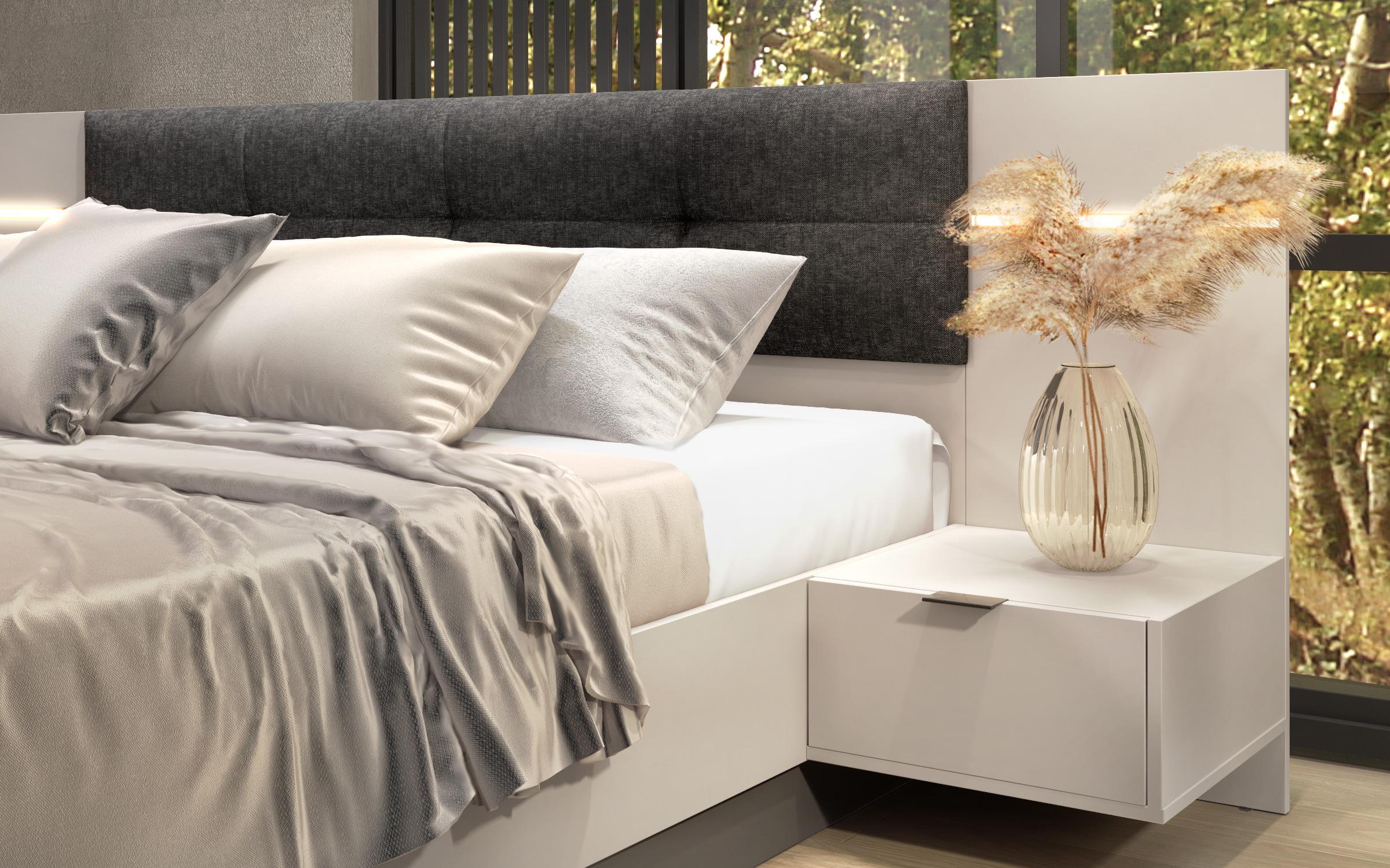 Κρεβάτι 160/200 + LED Alinor Sense, cashmere + ανθρακί ματ + Toronto  3
