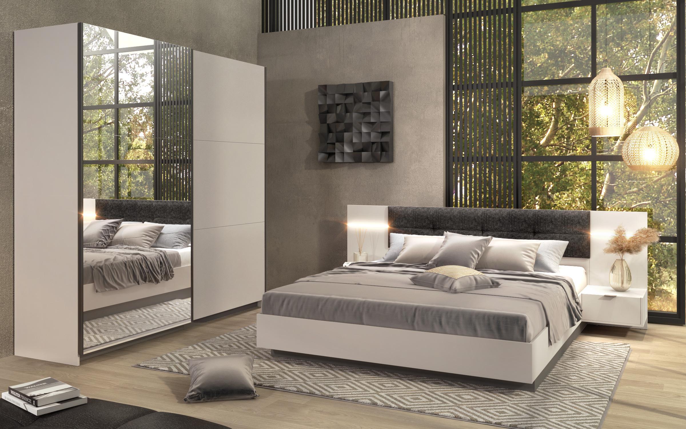 Κρεβάτι 160/200 + LED Alinor Sense, cashmere + ανθρακί ματ + Toronto  4