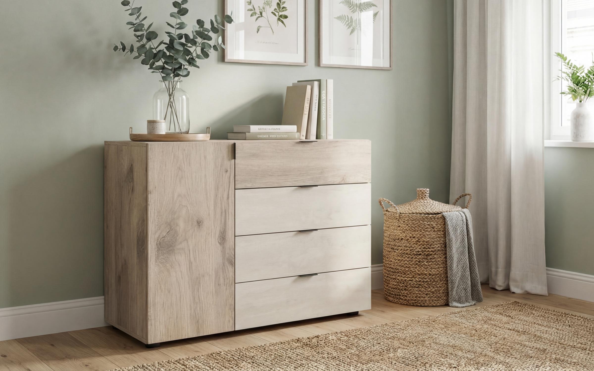 Συρταριέρα Belmar, silk + ανοιχτόχρωμη σκανδιναβική δρυς  1