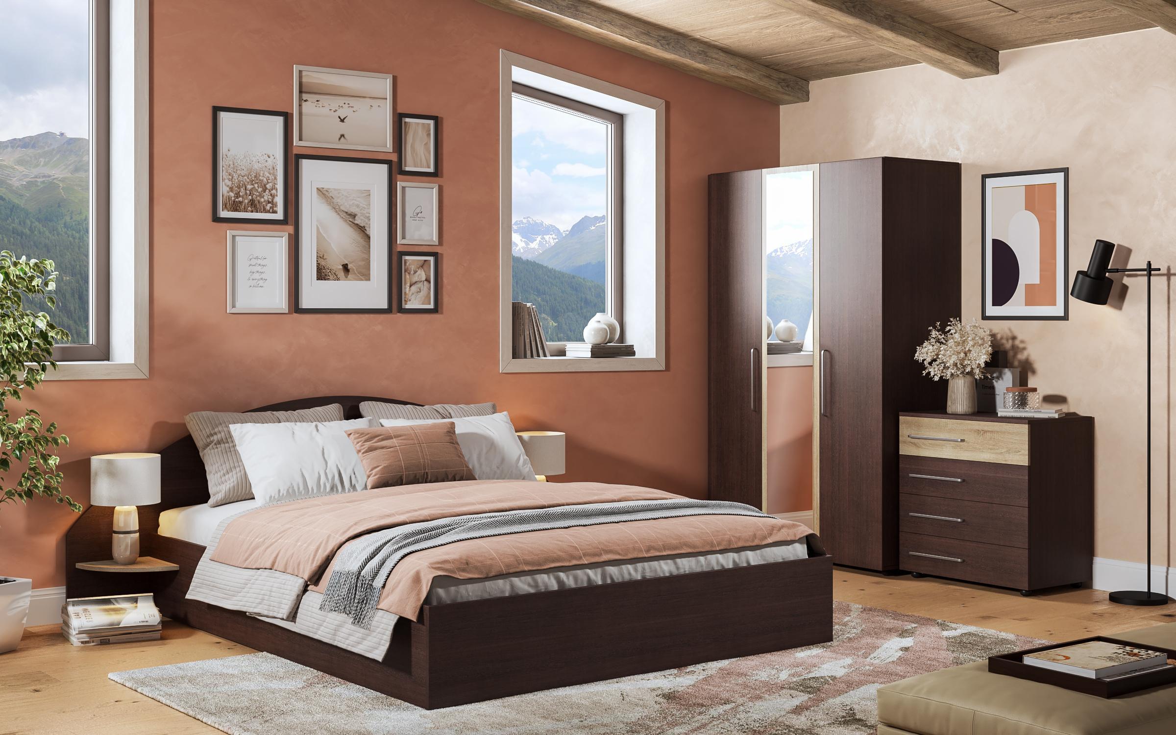 Κρεβάτι 160/200 Aura + στρώμα, wenge + δρυς sonoma  4