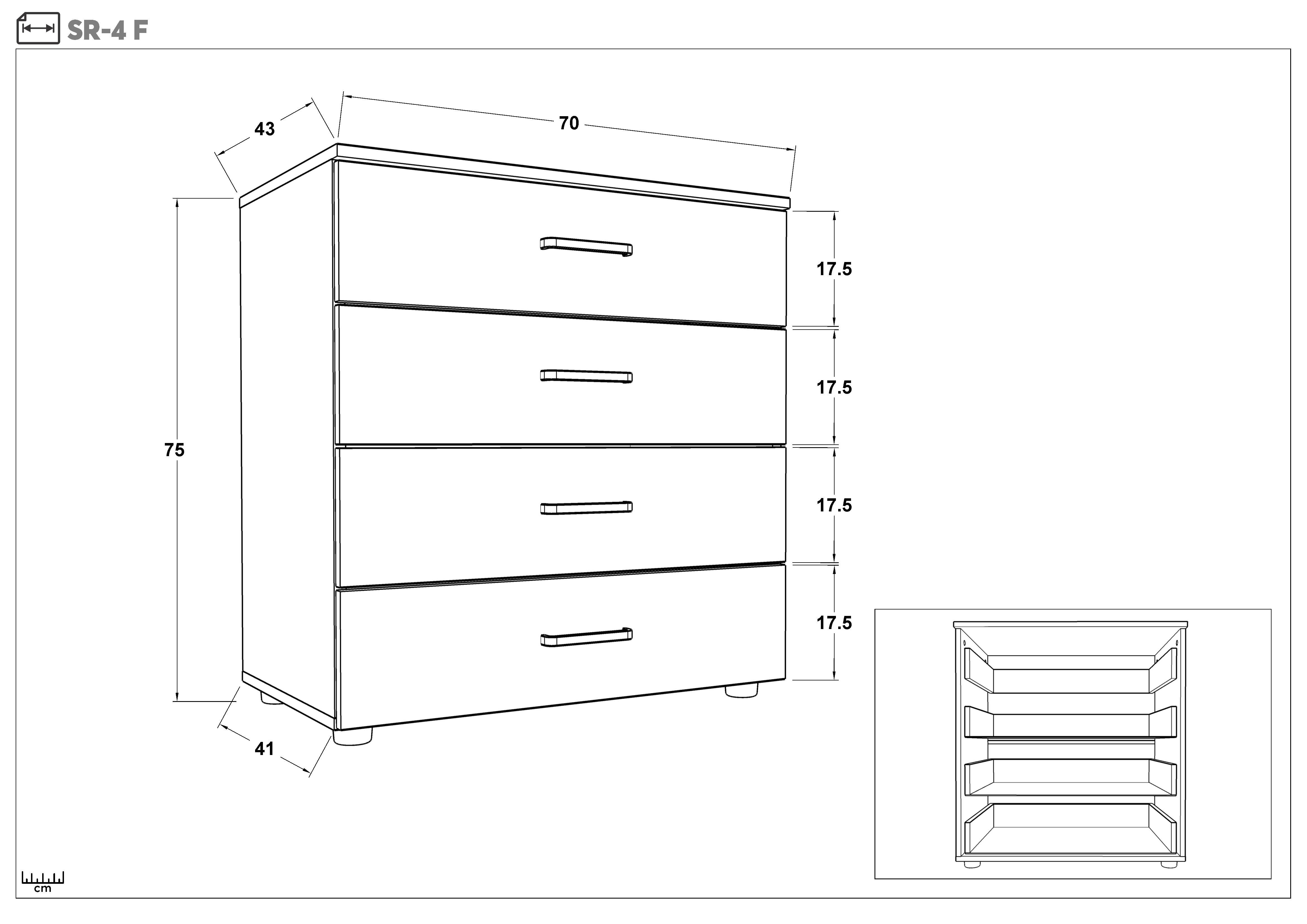 Συρταριέρα SR-4, δρυς antik  2