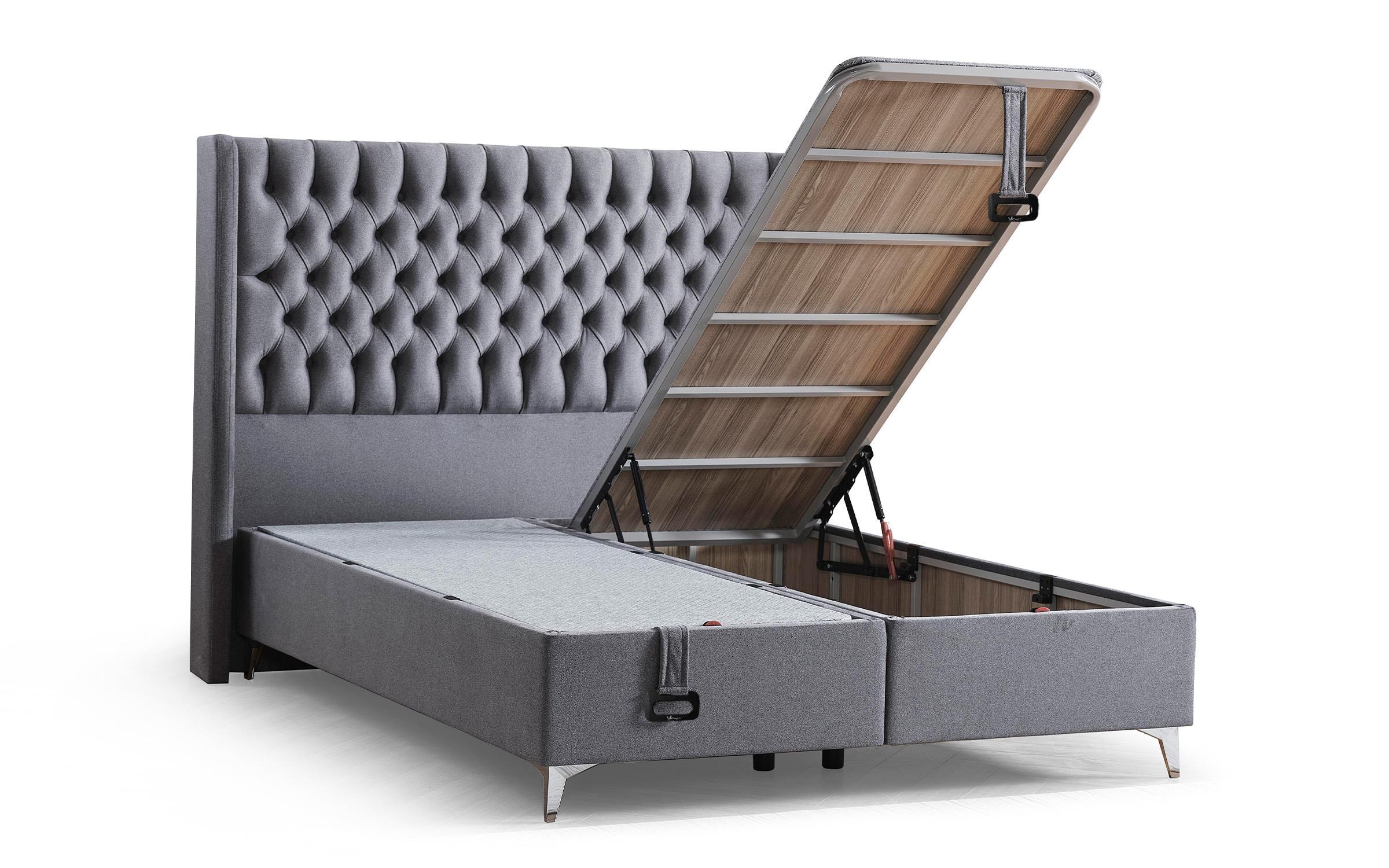 Κρεβάτι Box spring 160/200 Velona + στρώμα, γκρί  4