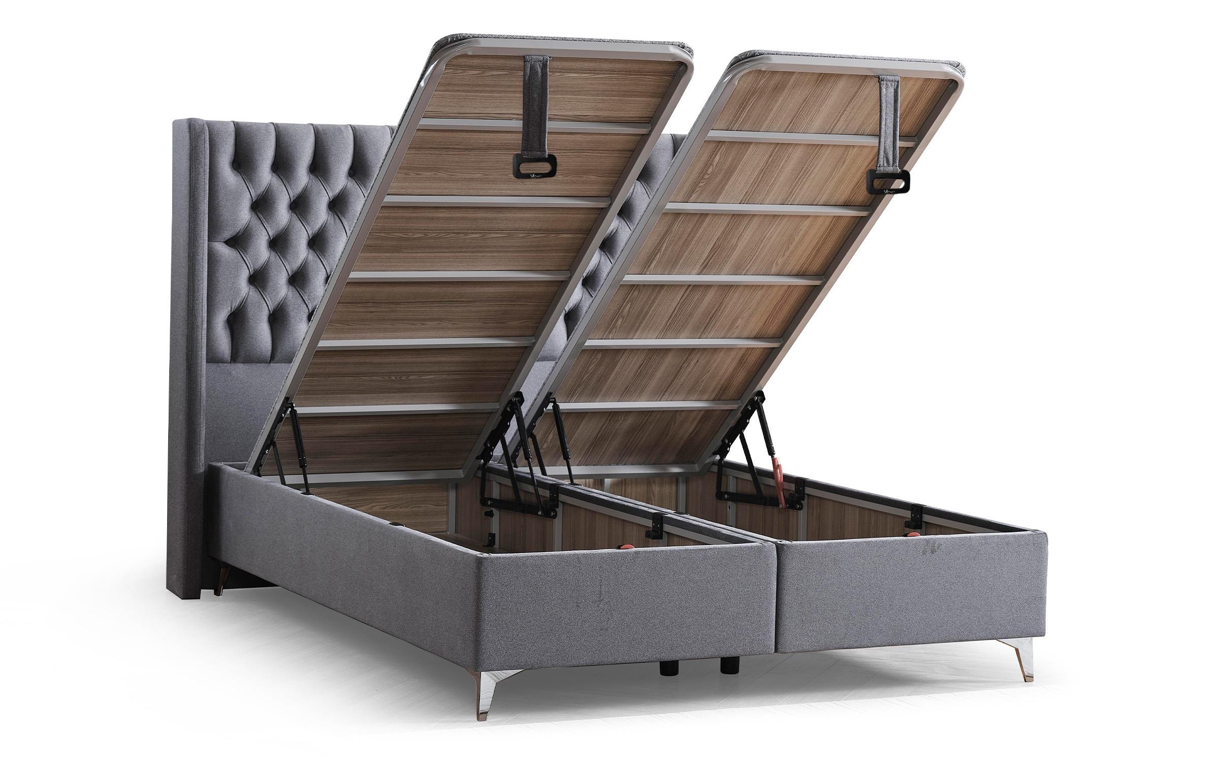 Κρεβάτι Box spring 160/200 Velona + στρώμα, γκρί  5