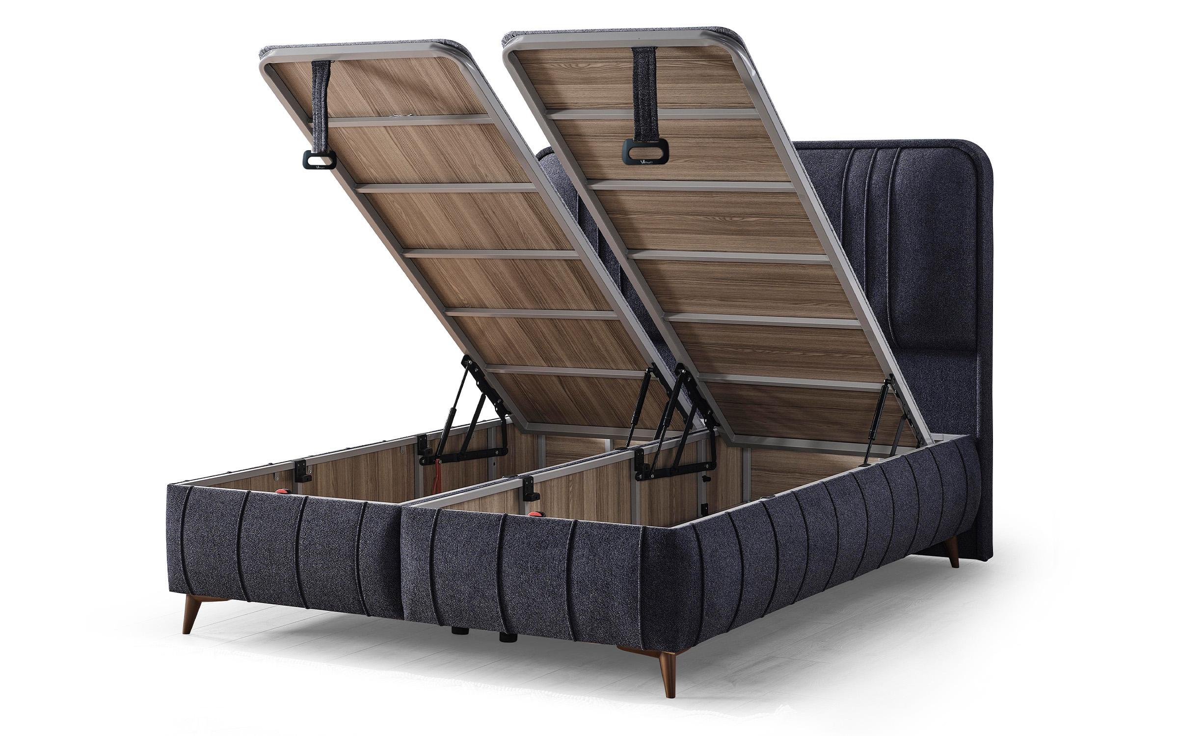 Κρεβάτι Box spring 160/200 Amira + στρώμα, σκούρο μπλε  7