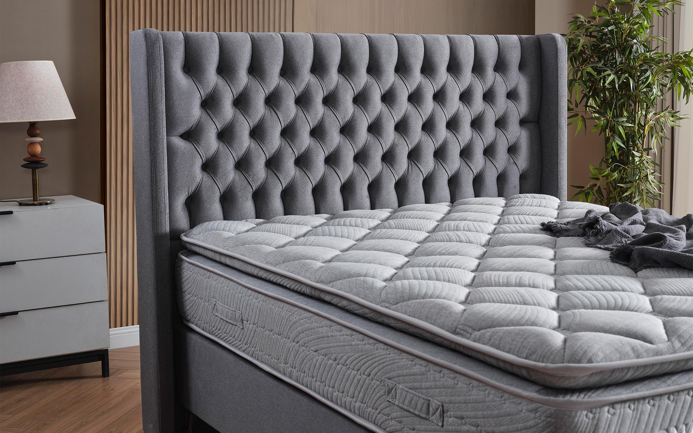 Κρεβάτι Box spring 160/200 Velona + στρώμα, γκρί  6
